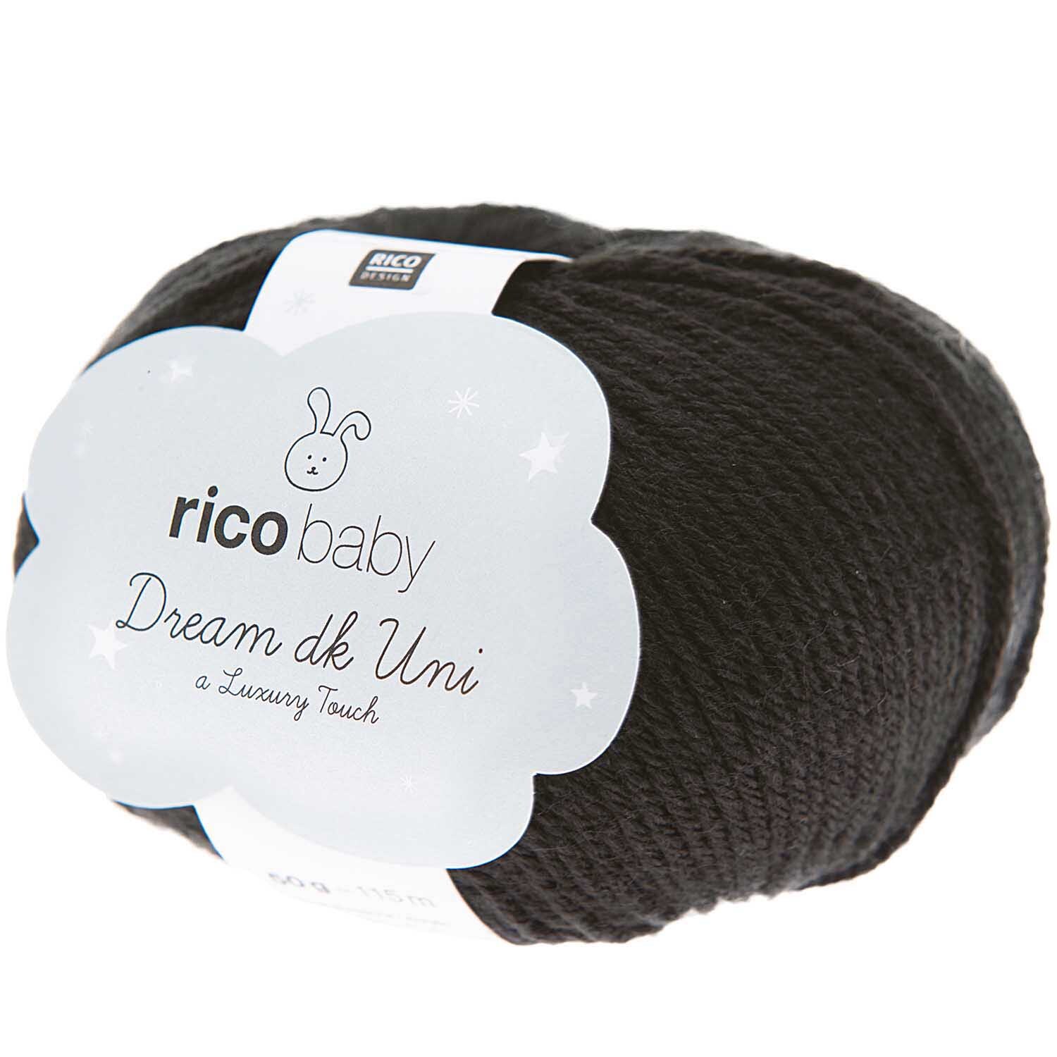 Rico Baby Dream dk uni - A Luxury Touch: Schwarzes Garnknäuel von Rico Design, 50g, 115m, ideal für hochwertige Strickprojekte.