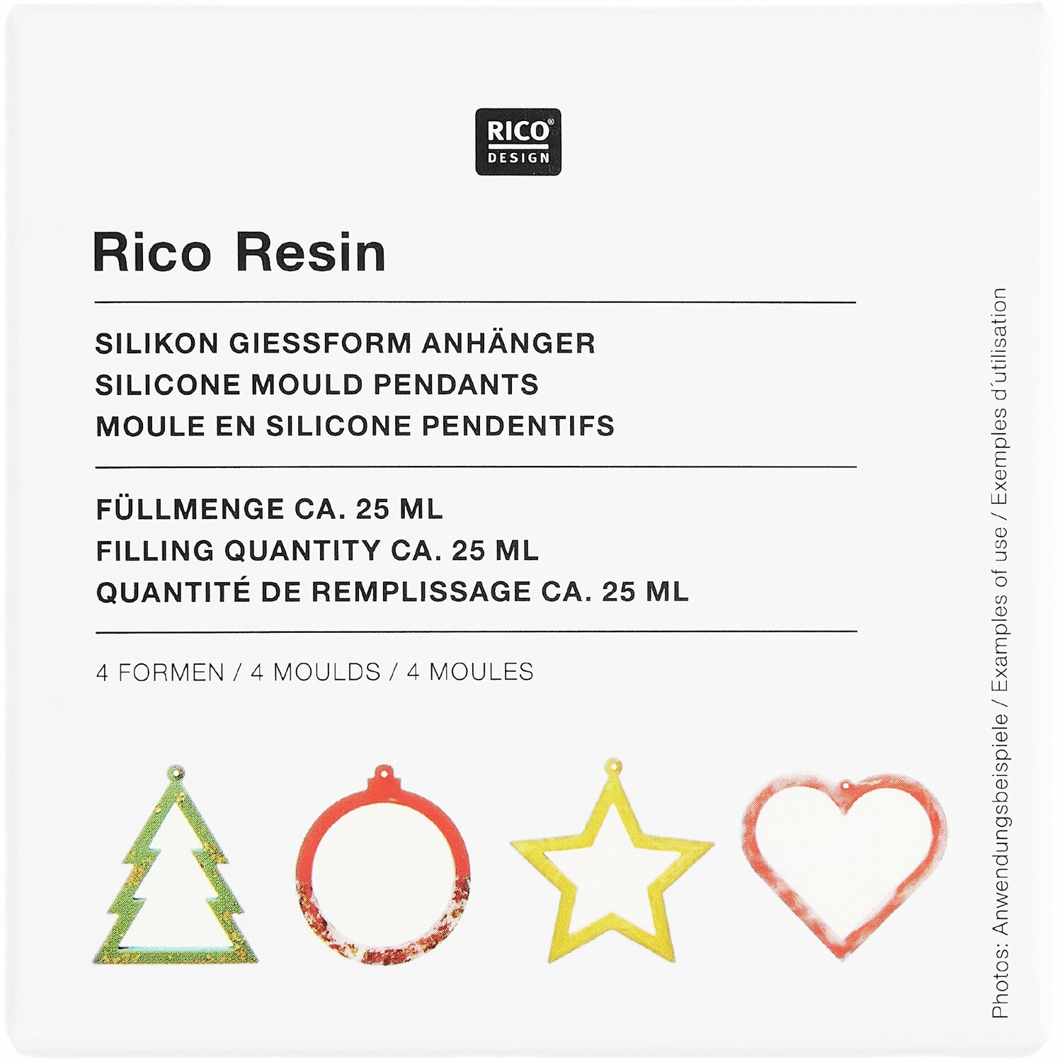 Silikon Gießform Anhänger 4-teilig von Rico Design
