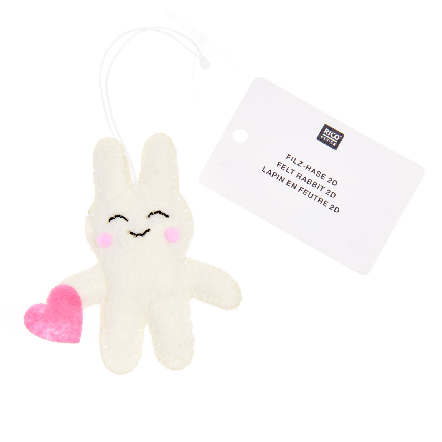 Aufhänger Filz-Hase 2D Weiß 6,5x9,3x1cm von Rico Design