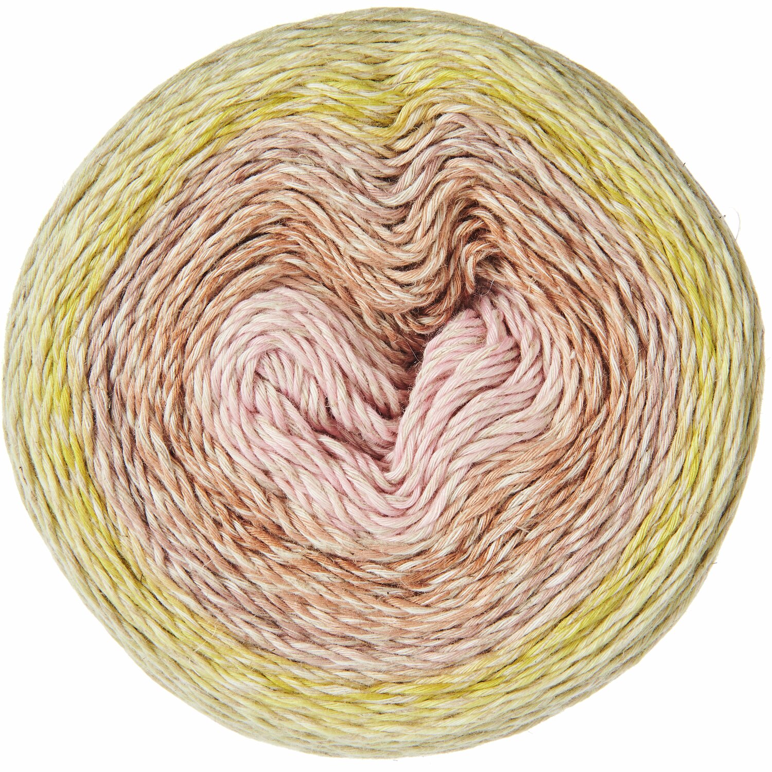 Creative Cotton Linen Cake, 200g 480m, in sanften Frühlingsfarben von Rosa bis Gelb, ideal für Strickprojekte.