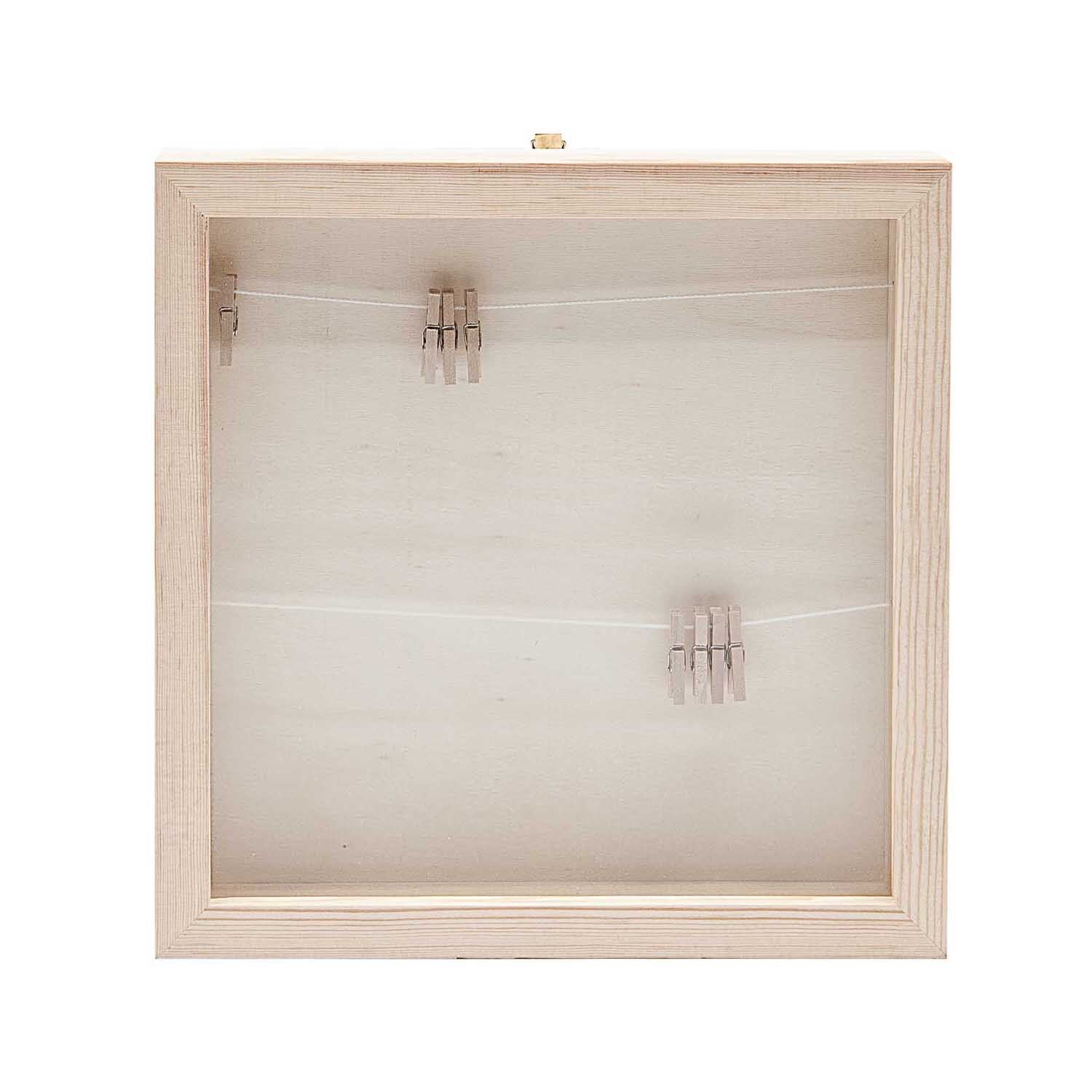 Holz Bilderrahmen mit Fotoleine 23x23x2,5cm