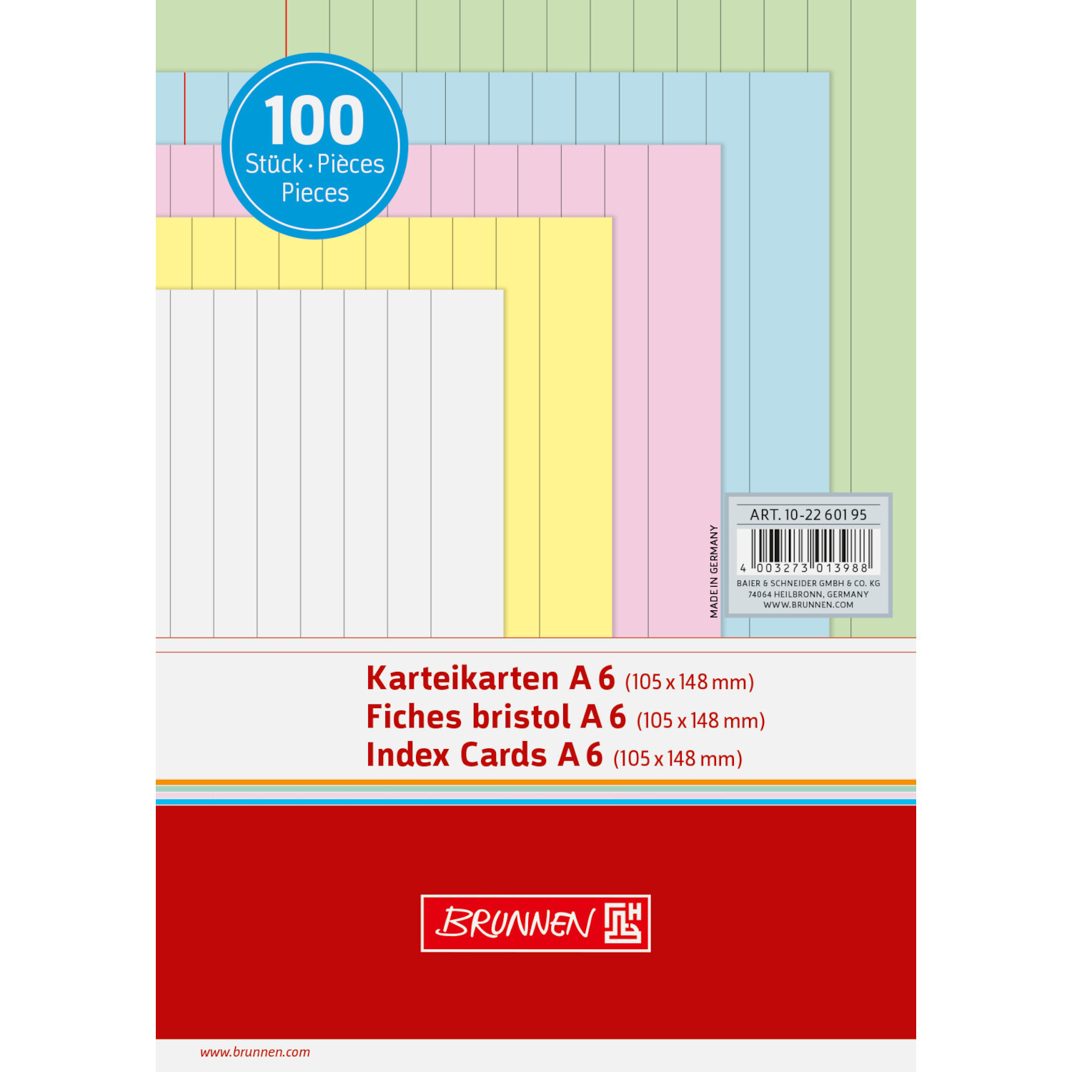 Karteikarte A6 liniert sortiert