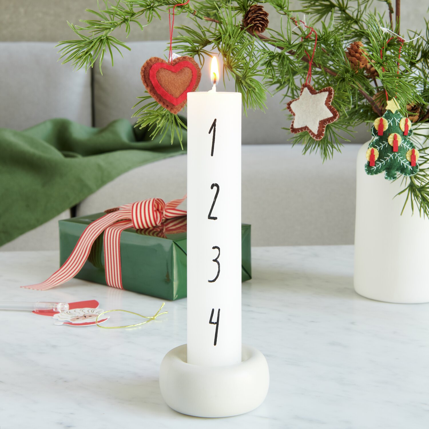 Adventskerze 1-4 Weiß Ø4x20cm von Rico Design
