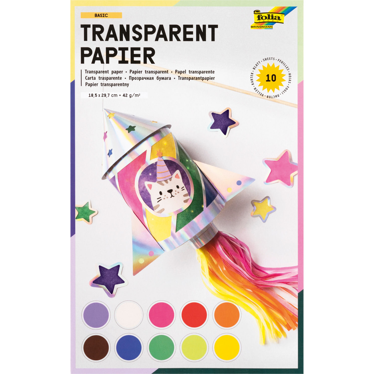 Transparentpapier mehrfarbig 18,5x29,7cm 10 Blatt von Max Bringmann 