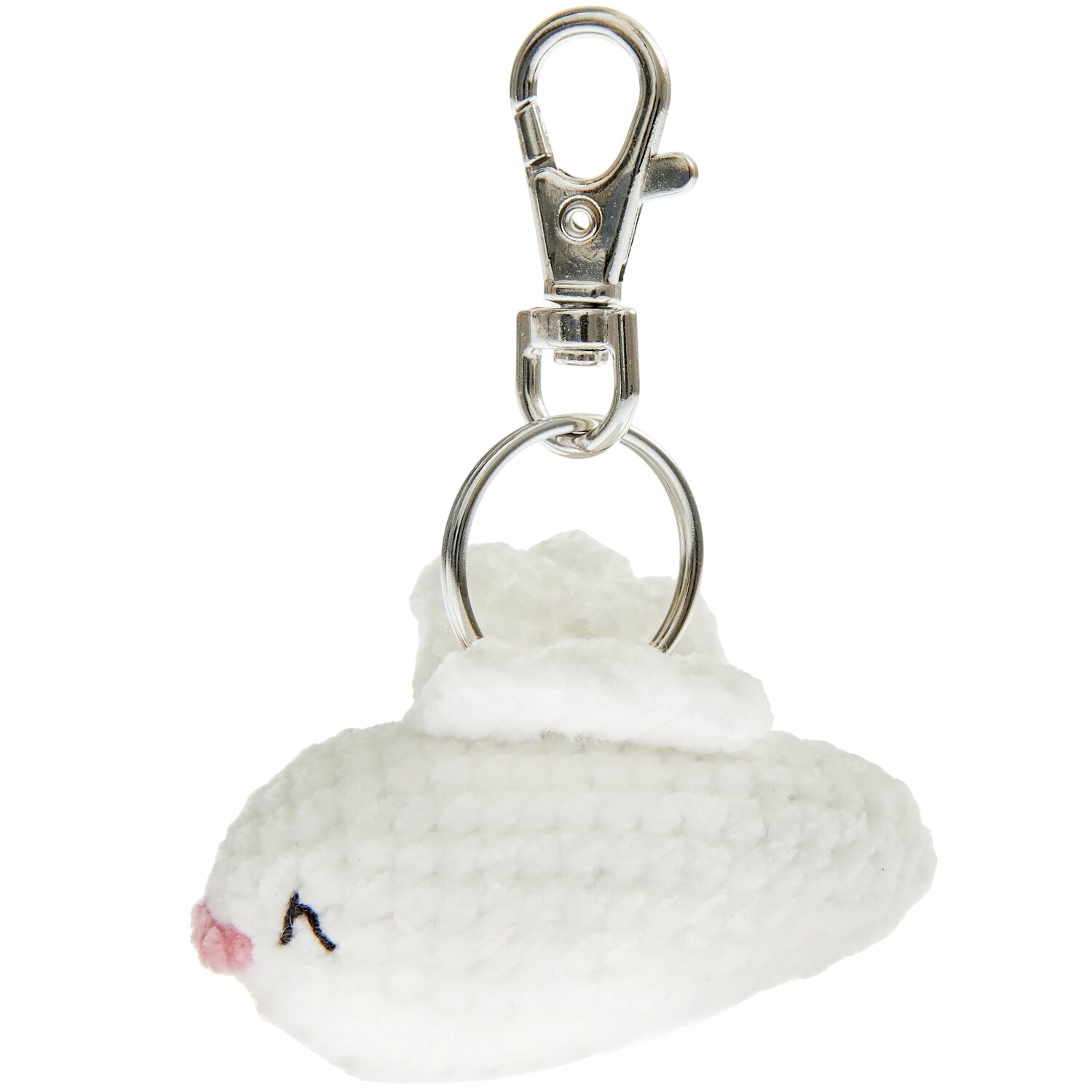 Ricorumi Häkelset Schlüsselanhänger Chingu Earth: Weißer, gehäkelter Schlüsselanhänger mit Metallclip, ideal für Taschen und Schlüssel.