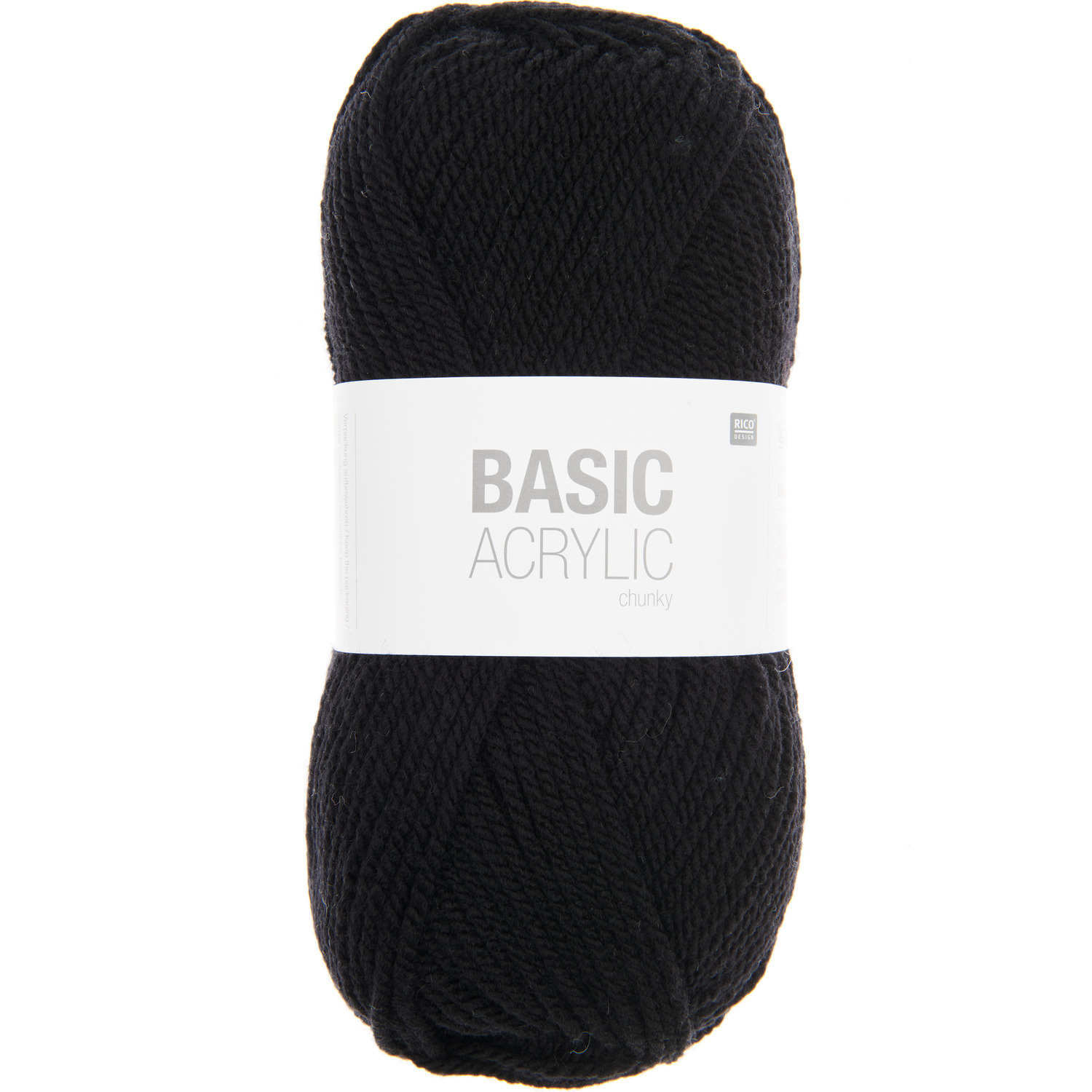 Basic Acrylic chunky: Schwarzes Garnknäuel von Rico Design, 100g, 156m, ideal für Strickprojekte.