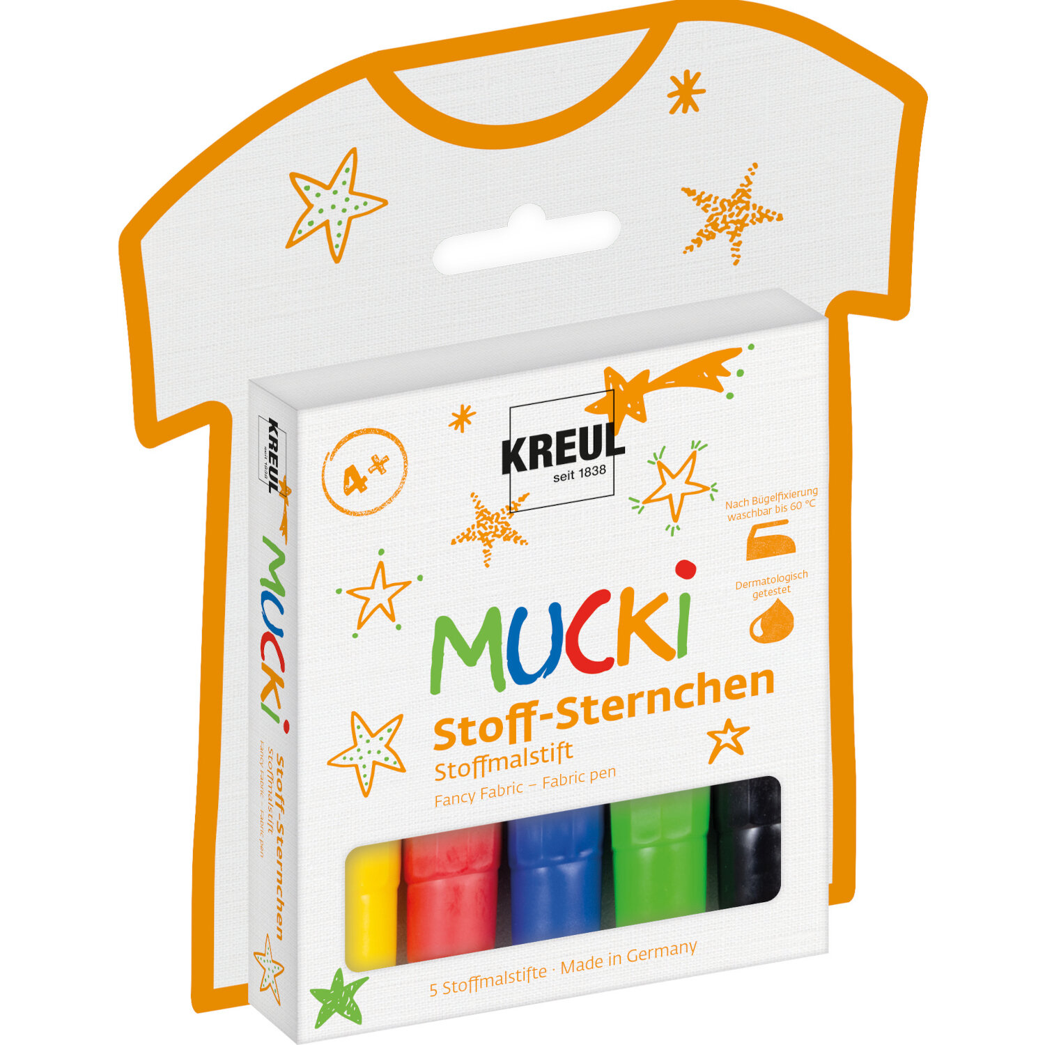 MUCKI Stoff-Sternchen Stoffmalstift Set 5-teilig von C.Kreul 