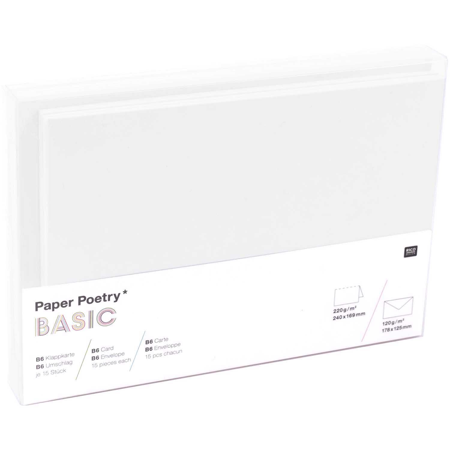 Paper Poetry Kartenset Basic weiß B6 30-teilig von Rico Design