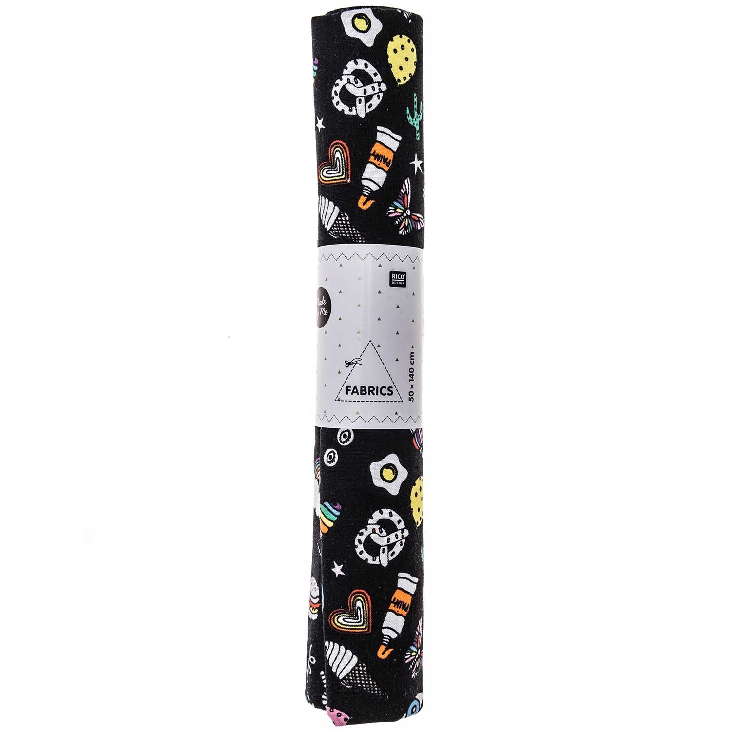 Stoff Icons schwarz-mehrfarbig 50x140cm Stoff Icons schwarz-mehrfarbig 50x140cm