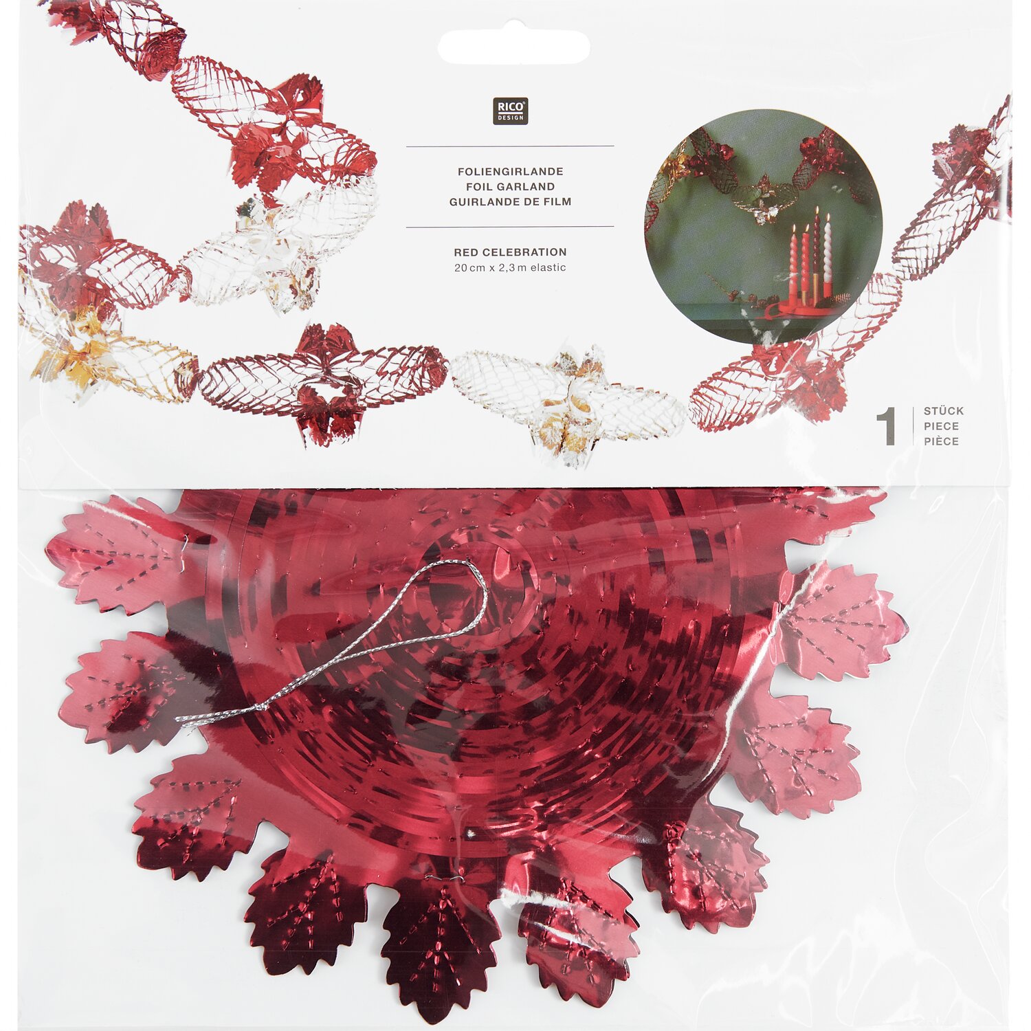 Foliengirlande  2,3m Farbe Rot/Gold von Rico Design