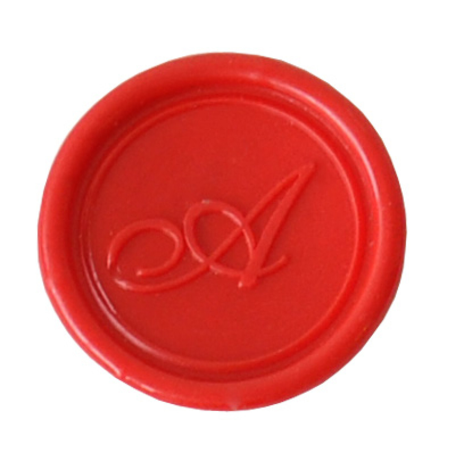 Siegelplatte Buchstabe, rotes Wachssiegel mit elegantem Buchstaben "A" in der Mitte. Ideal für Briefe.