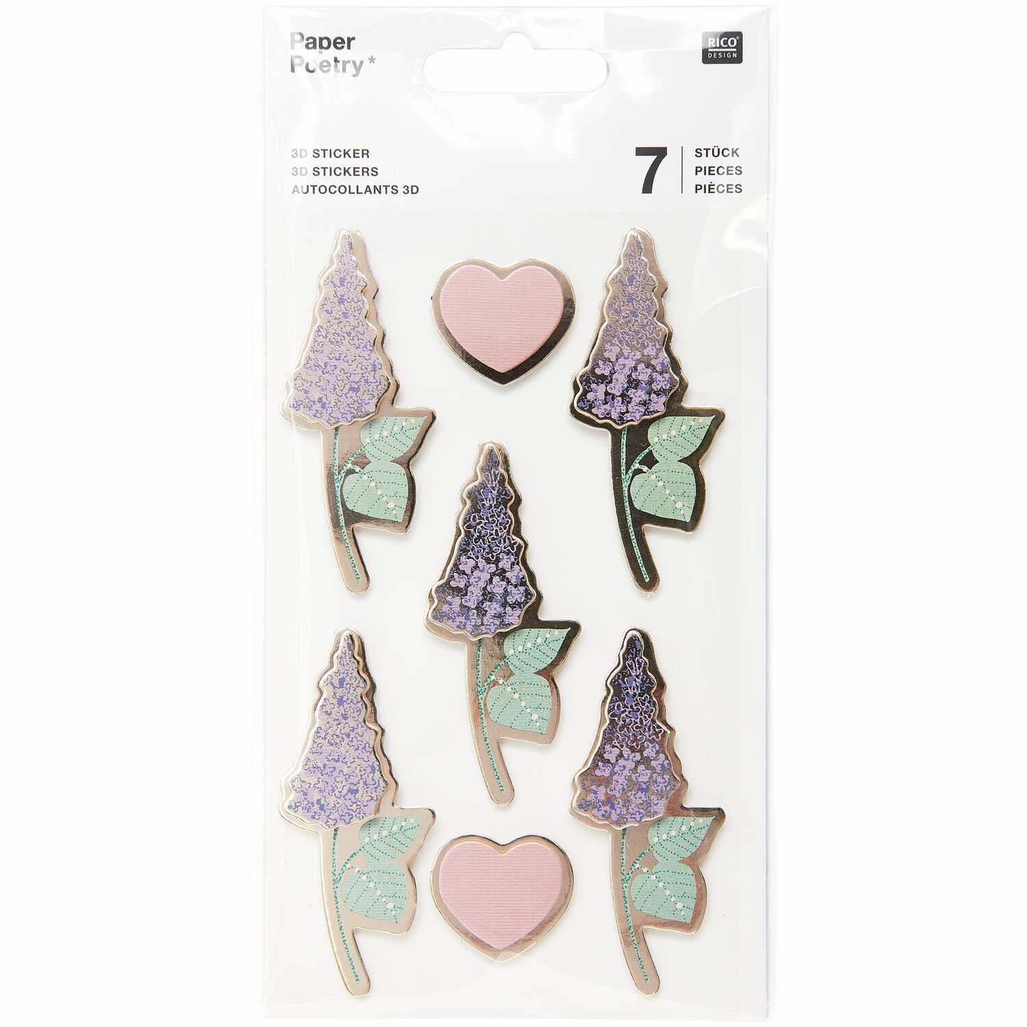 Paper Poetry 3D-Sticker Flieder 7-teilig von Rico Design