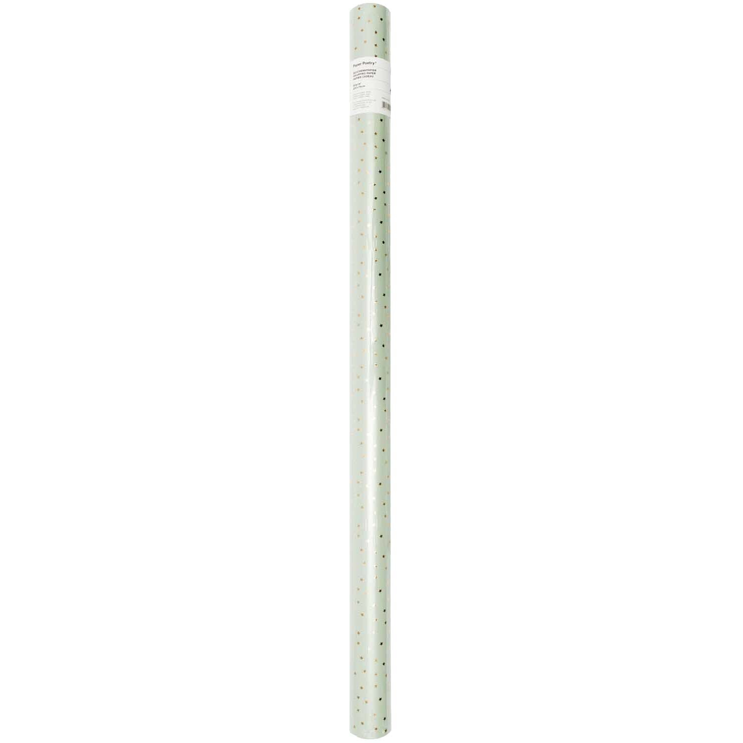 Paper Poetry Geschenkpapier Sterne mint-gold 70cm 2m Hot Foil von Rico Design