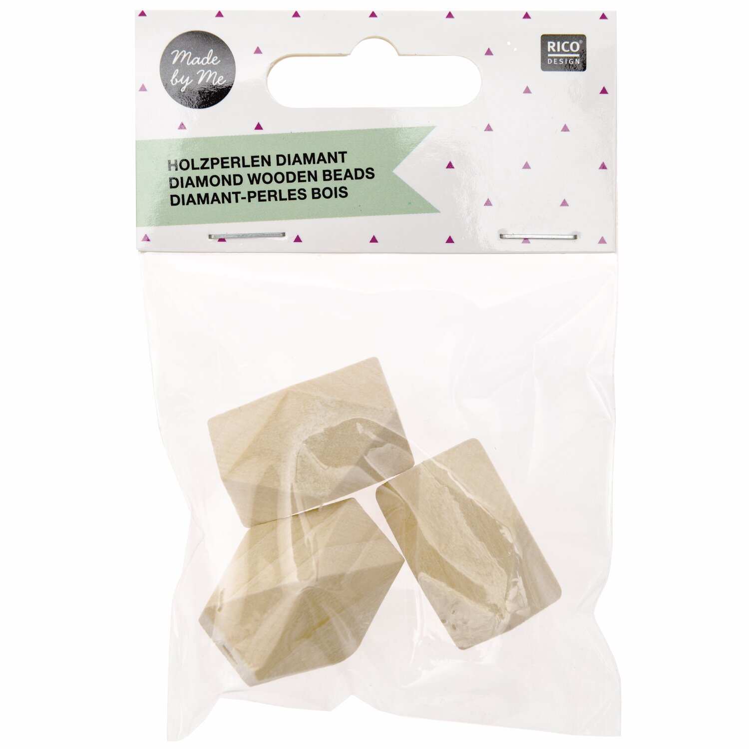 Holzperlen Diamant 3x2x2cm 3 Stück von Rico Design