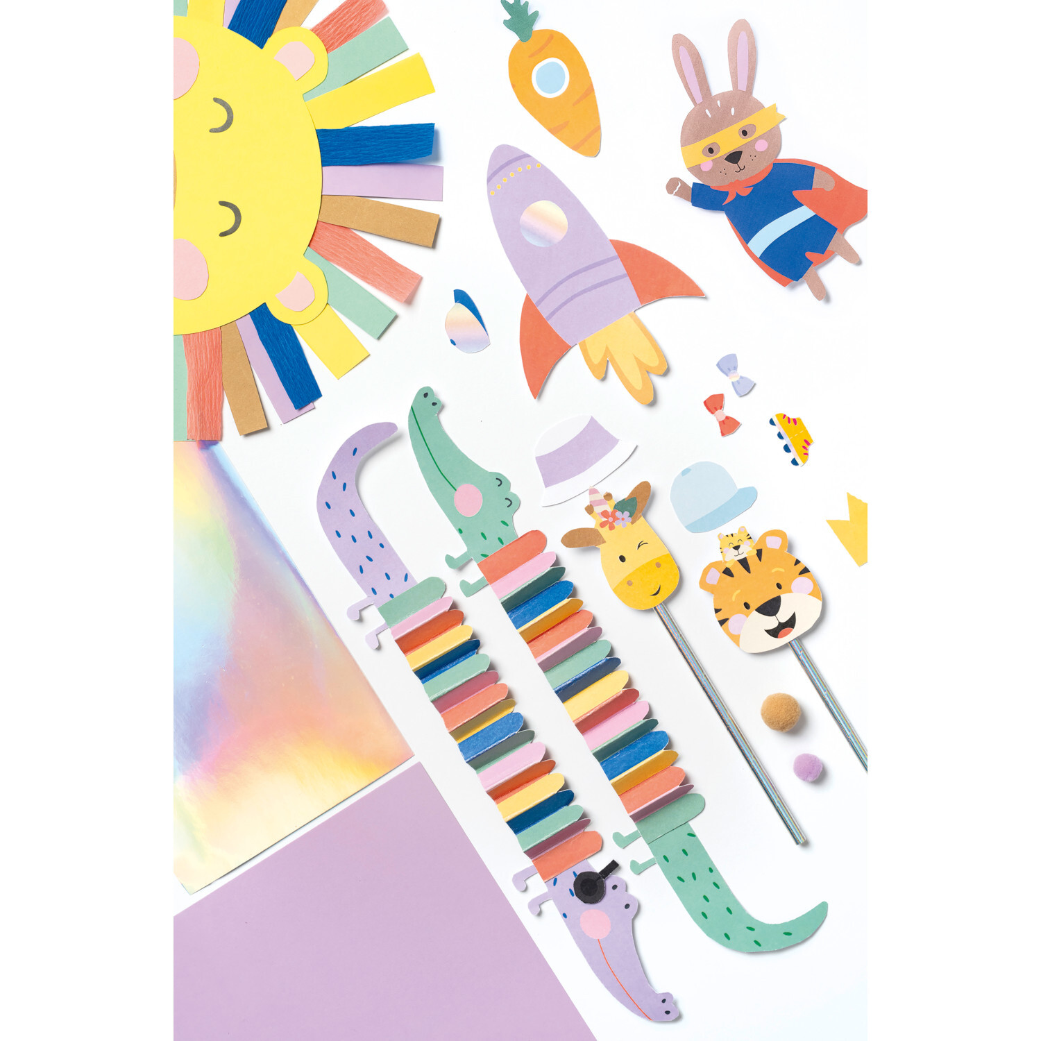 WOW Bastel Box Safari: Kreatives Set mit bunten Tiermotiven und Bastelmaterialien, 144-teilig.