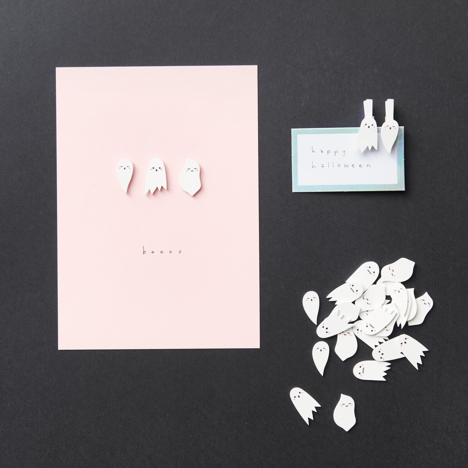 Holzclips Gespenster Mix weiß 8 Stück von Rico Design