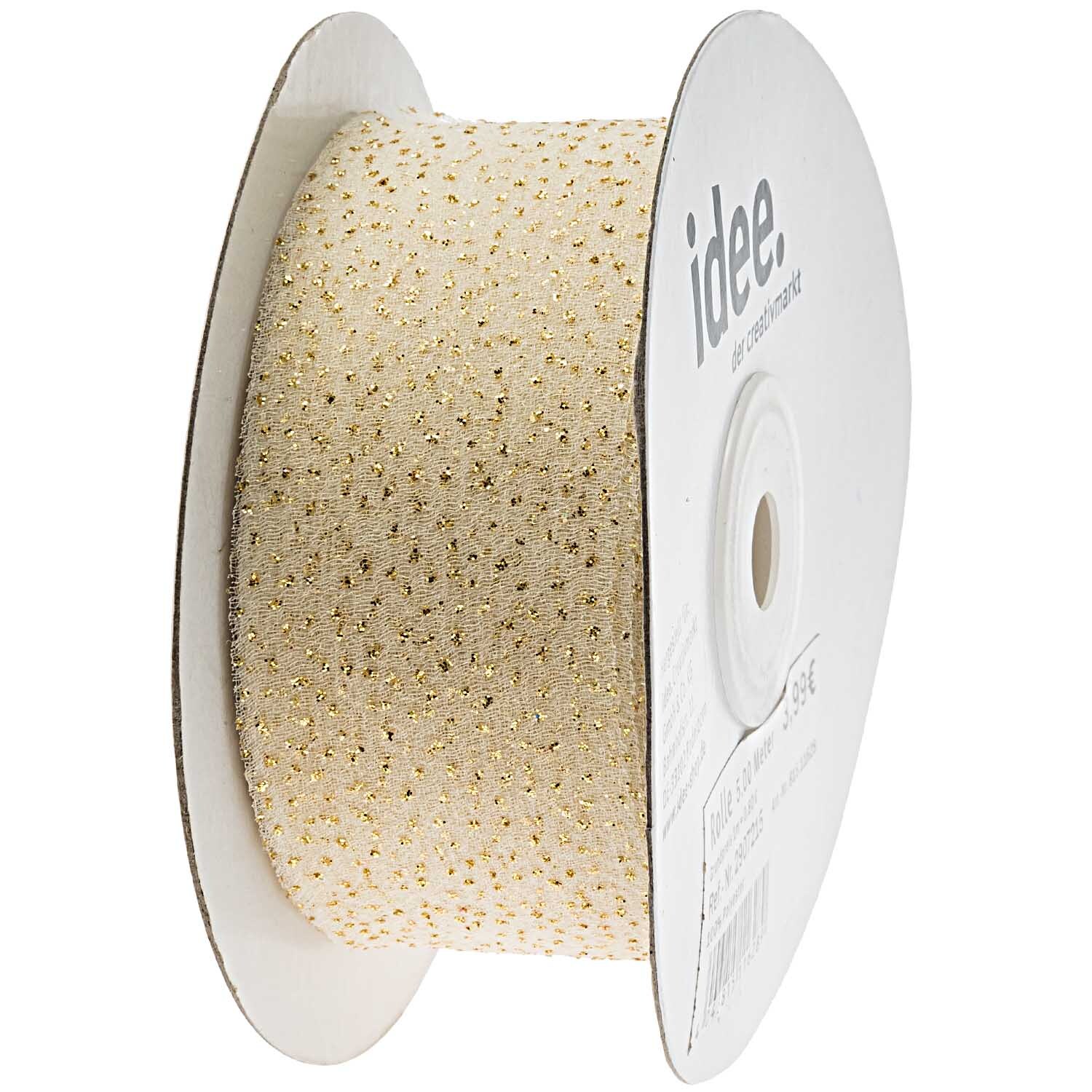 Tüllband mit Glitter 38mm 5m