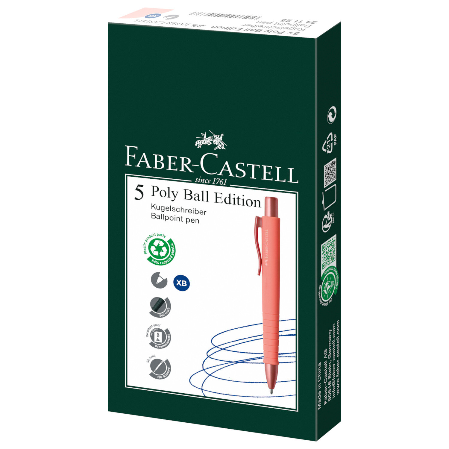 Kugelschreiber Poly Ball Urban XB Farbe Coral von Faber-Castell 