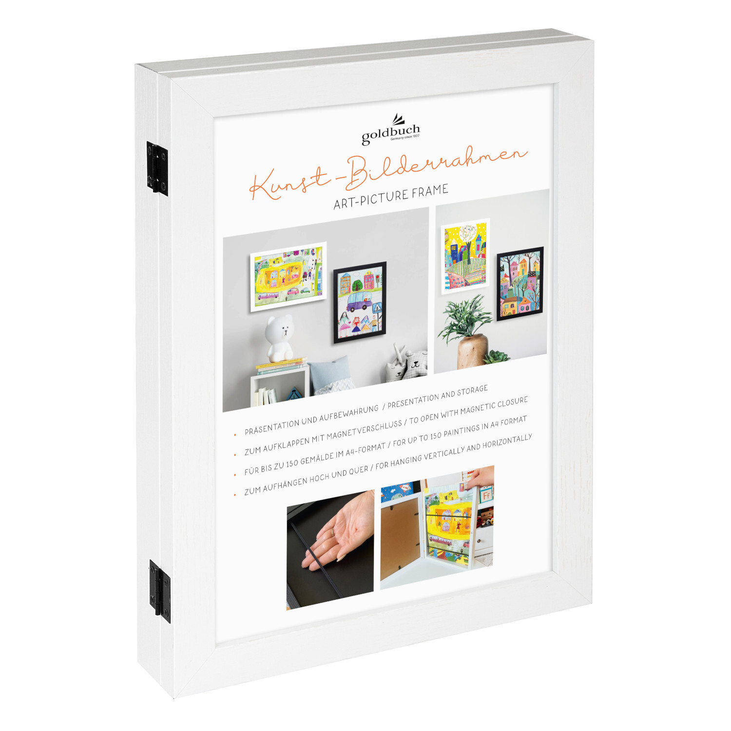 Kunst-Bilderrahmen in Weiß von goldbuch, 24,8x33,5x4,5cm. Präsentiert Kunstwerke stilvoll und modern. Ideal für Zuhause oder Büro.