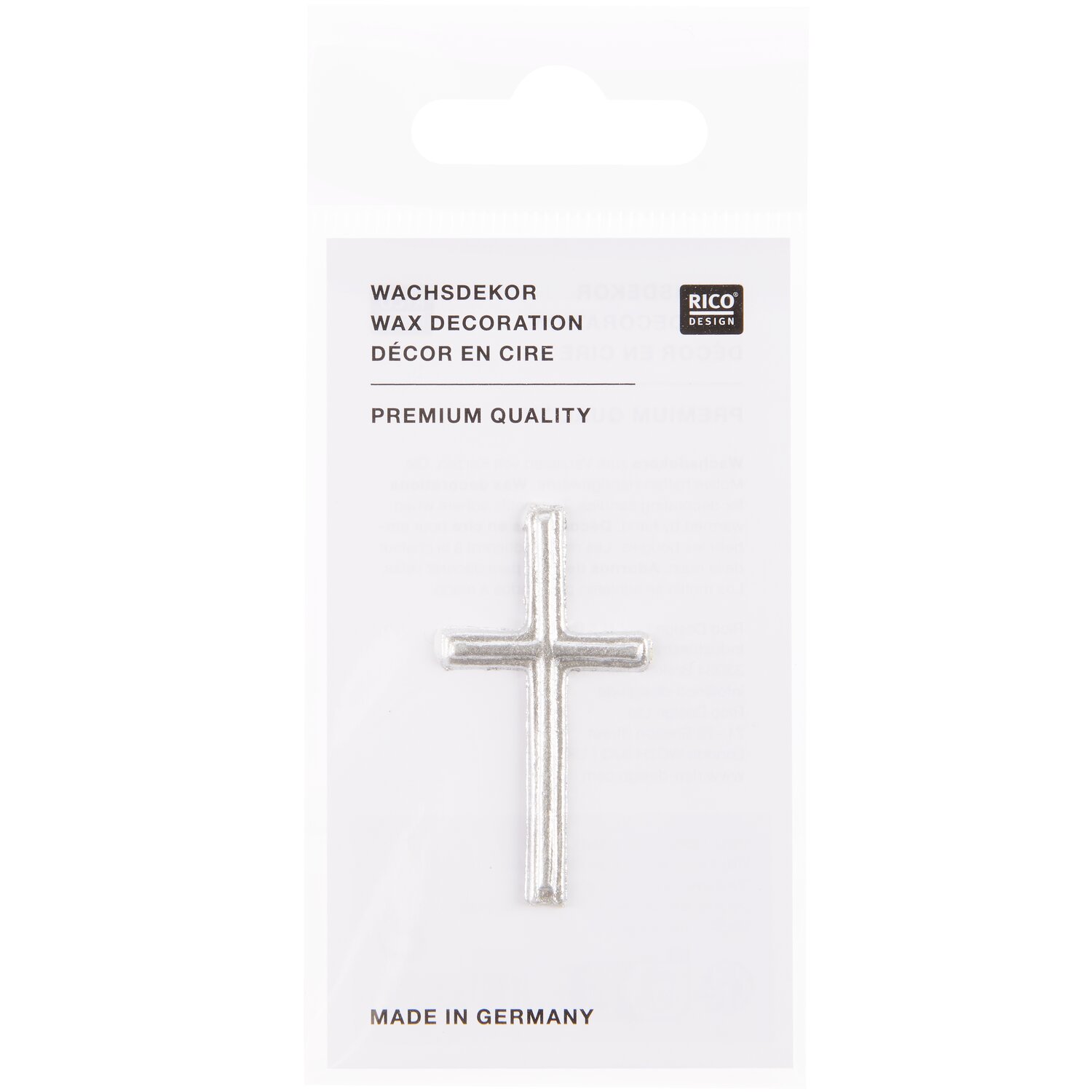 Wachsdekor Kreuz klein Farbe silber von Rico Design