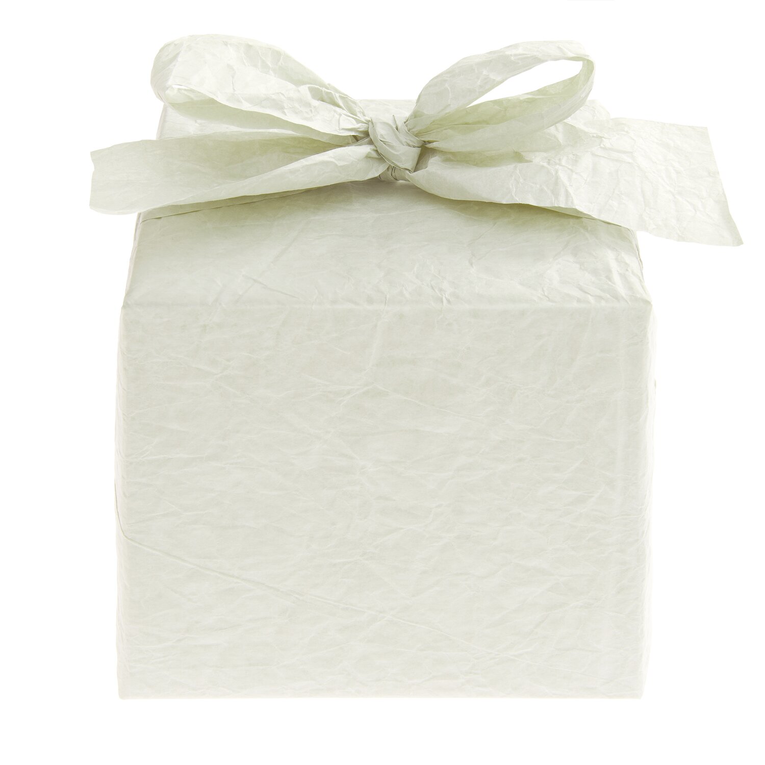Knitter Geschenkpapier zeigt ein quadratisches Geschenk mit feiner Knitterstruktur, gebunden mit passender Schleife, ideal für stilvolles Verpacken, 0,68x2m, Rico Design