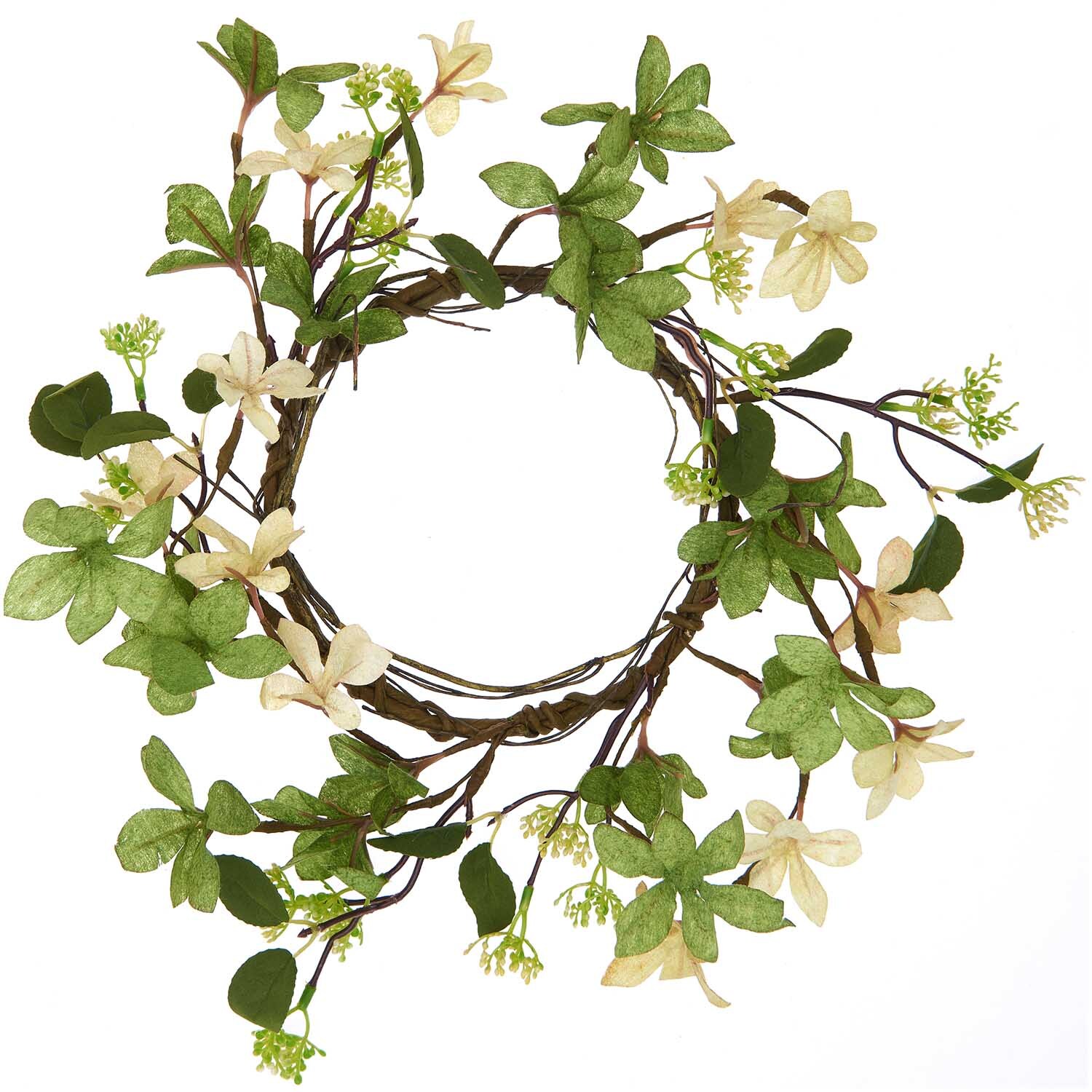 Kranz mit Blüten creme-weiß 40cm