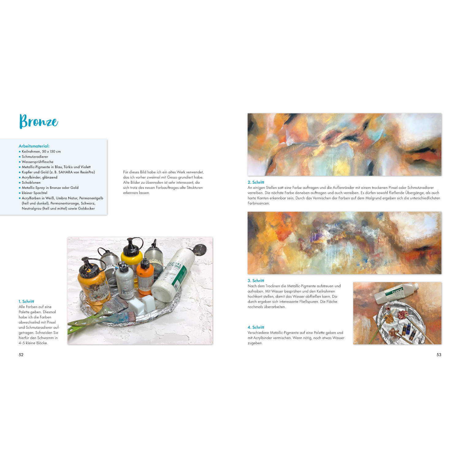 Abstrakte Bilder in Acryl malen von Christophorus Verlag in der Christan Verlag Abstrakte Bilder in Acryl malen: Anleitung mit Farben und Werkzeugen, Bronze-Töne, Christophorus Verlag.
