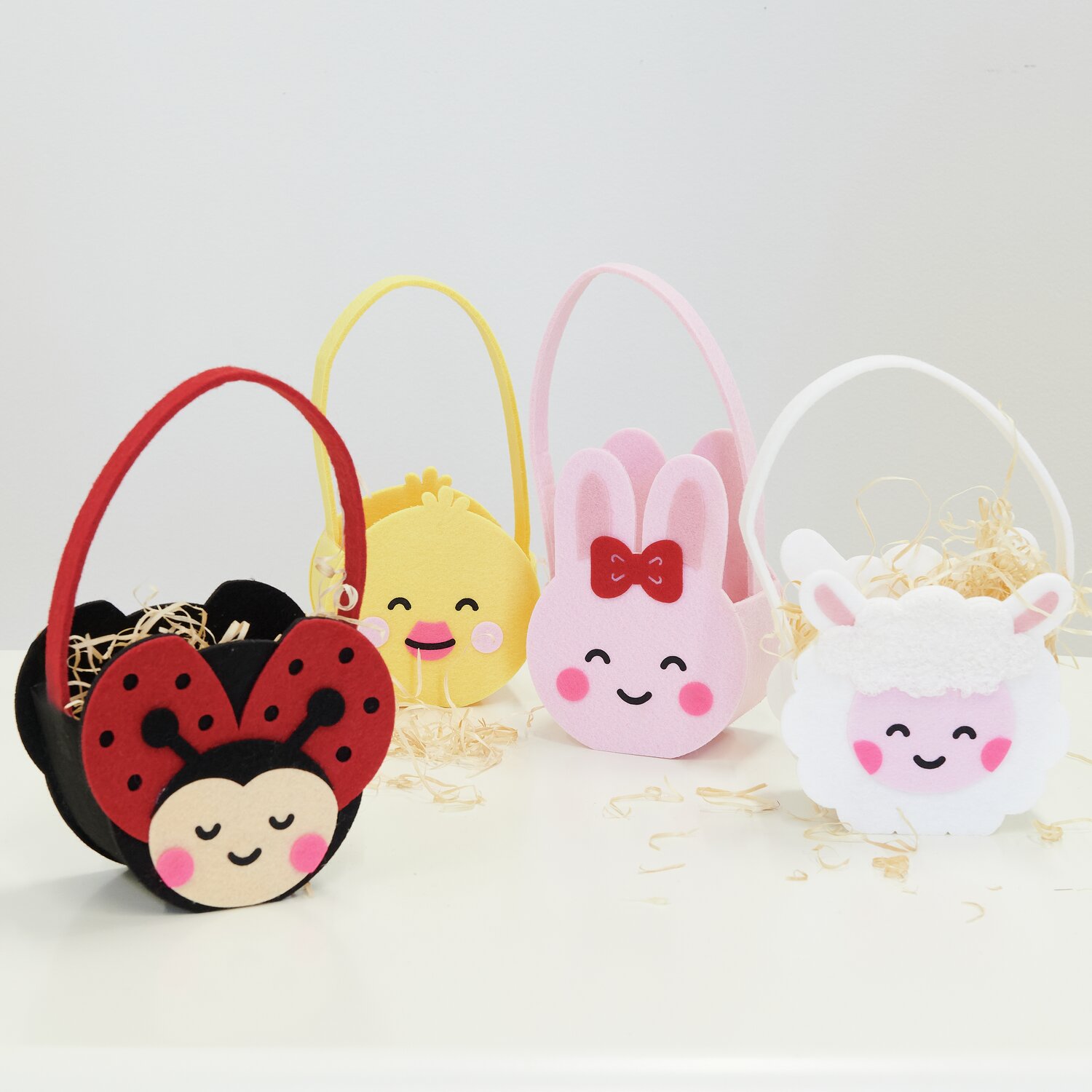 Filz-Korb Marienkäfer: Niedlicher Korb in Rot mit Marienkäfer-Design, ideal für Ostern.