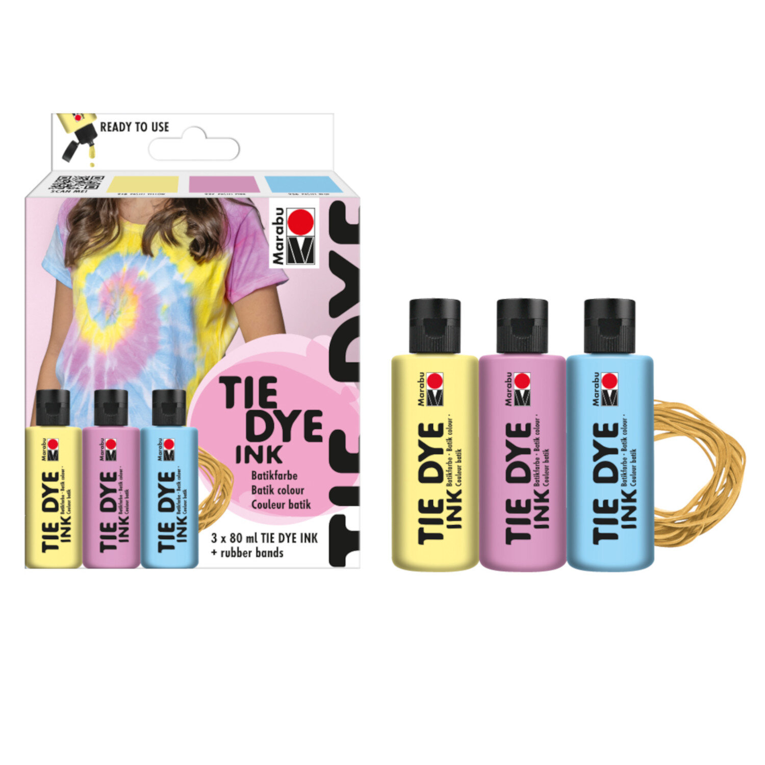 Tie Dye Ink Set Pastel 3x80ml  von Marabu 