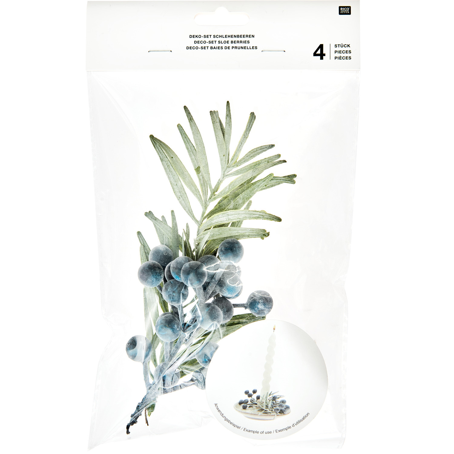 Deko-Set Schlehenbeeren/Zweige geeist Blau