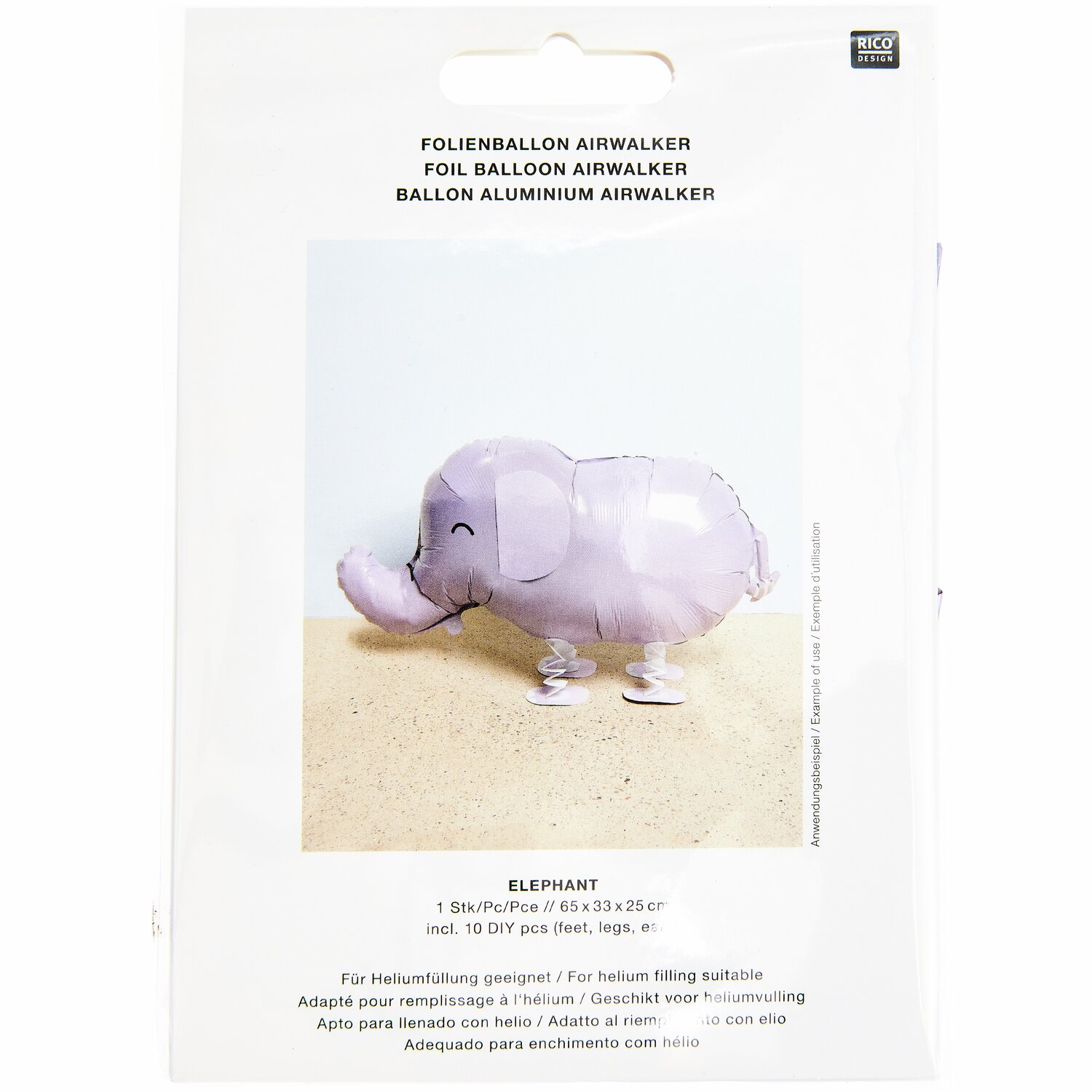 Folienballon Airwalker Elefant 65x33x25cm von Rico Design