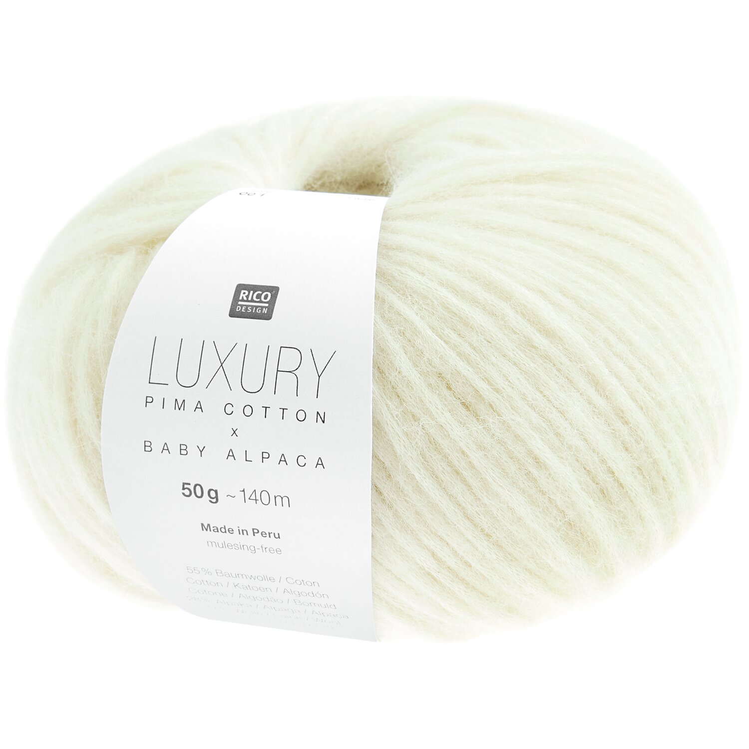 Luxury Pima Cotton x Baby Alpaca 50g 140m Farbe Natur von Rico Design