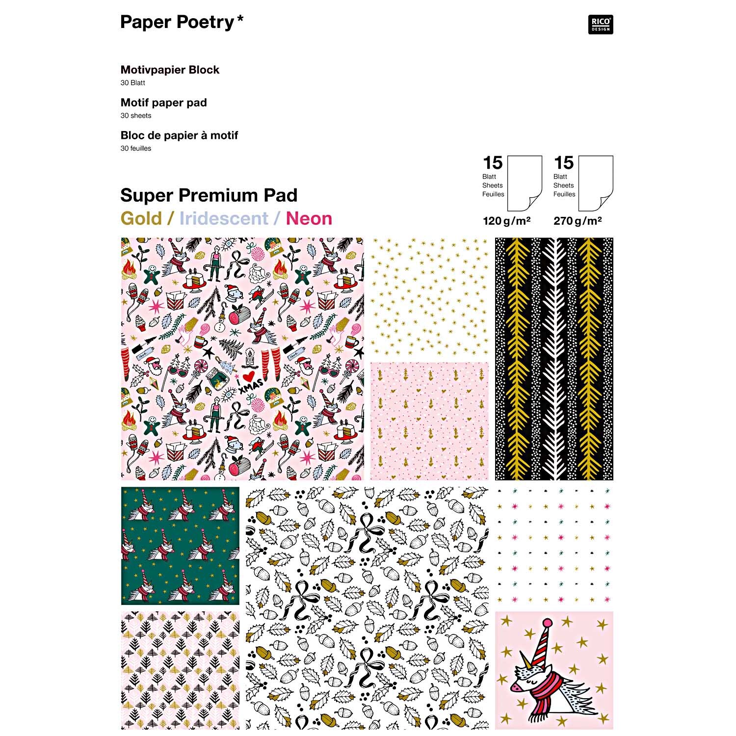 Paper Poetry Motivpapier Block Magical Christmas 21x29,5cm 30 Blatt Paper Poetry Motivpapier Block Magical Christmas 21x29,5cm 30 Blatt