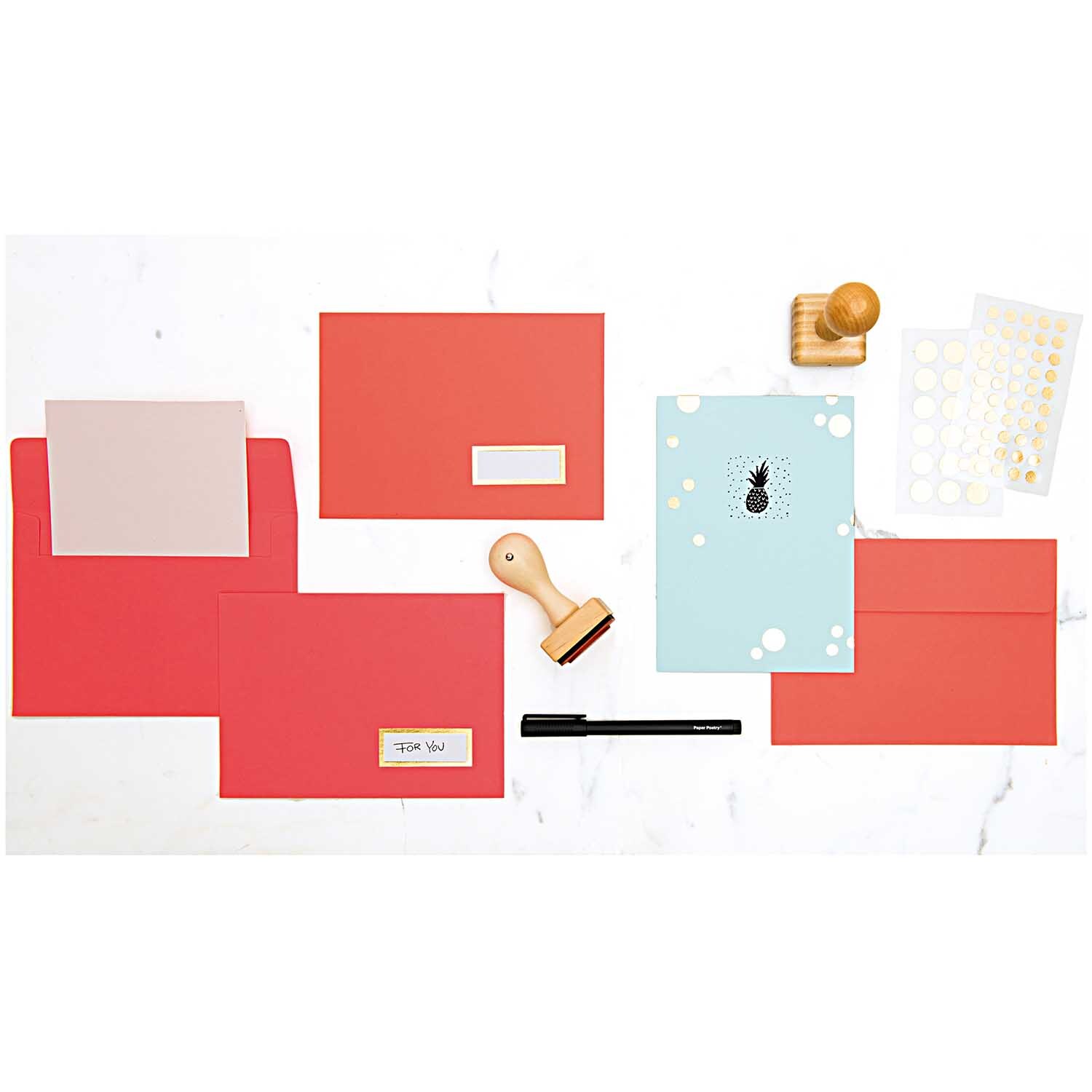Paper Poetry Office Sticker Etiketten mit goldenem Rahmen 60x25mm 4 Bogen