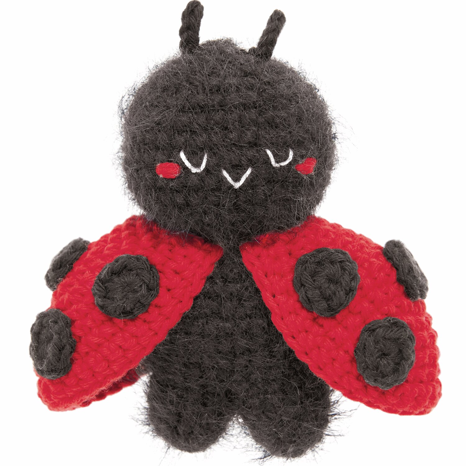 Ricorumi Rico Chingus: Niedlicher gehäkelter Marienkäfer in Rot und Schwarz, ideal für kreative Projekte.