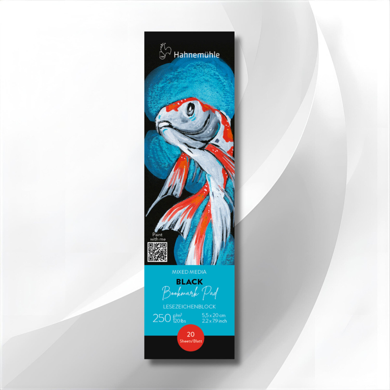 Lesezeichenblock Schwarz 5,5x20cm 250g/m² 20 Blatt von Hahnemühle FineArt 