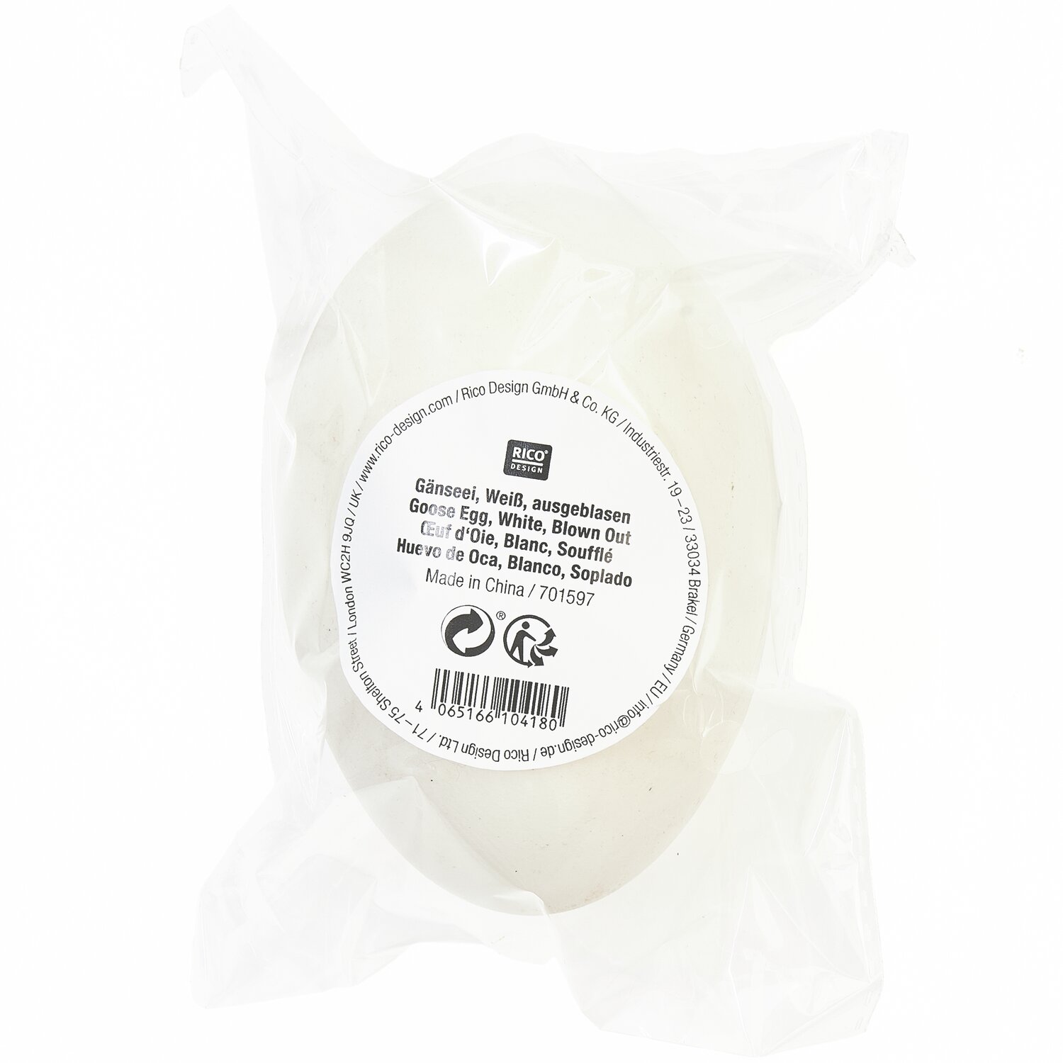 Gänseei Weiß ausgeblasen 8cm von Rico Design
