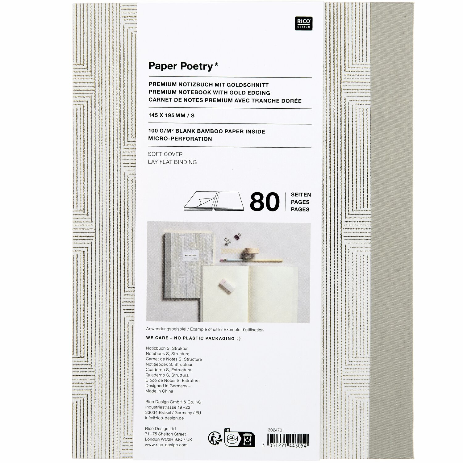 Notizbuch S Struktur 80 Seiten 100g/m² von Rico Design