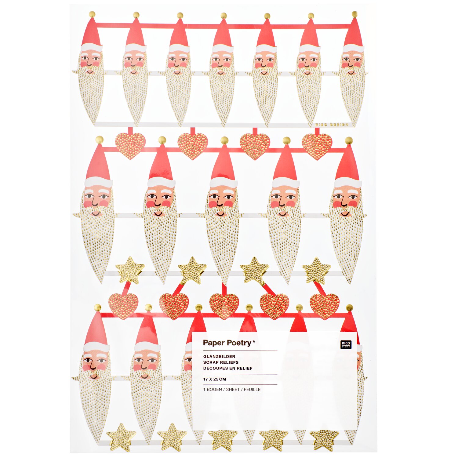Paper Poetry Glanzbilder Advent Weihnachtsmann 1 Bogen von Rico Design