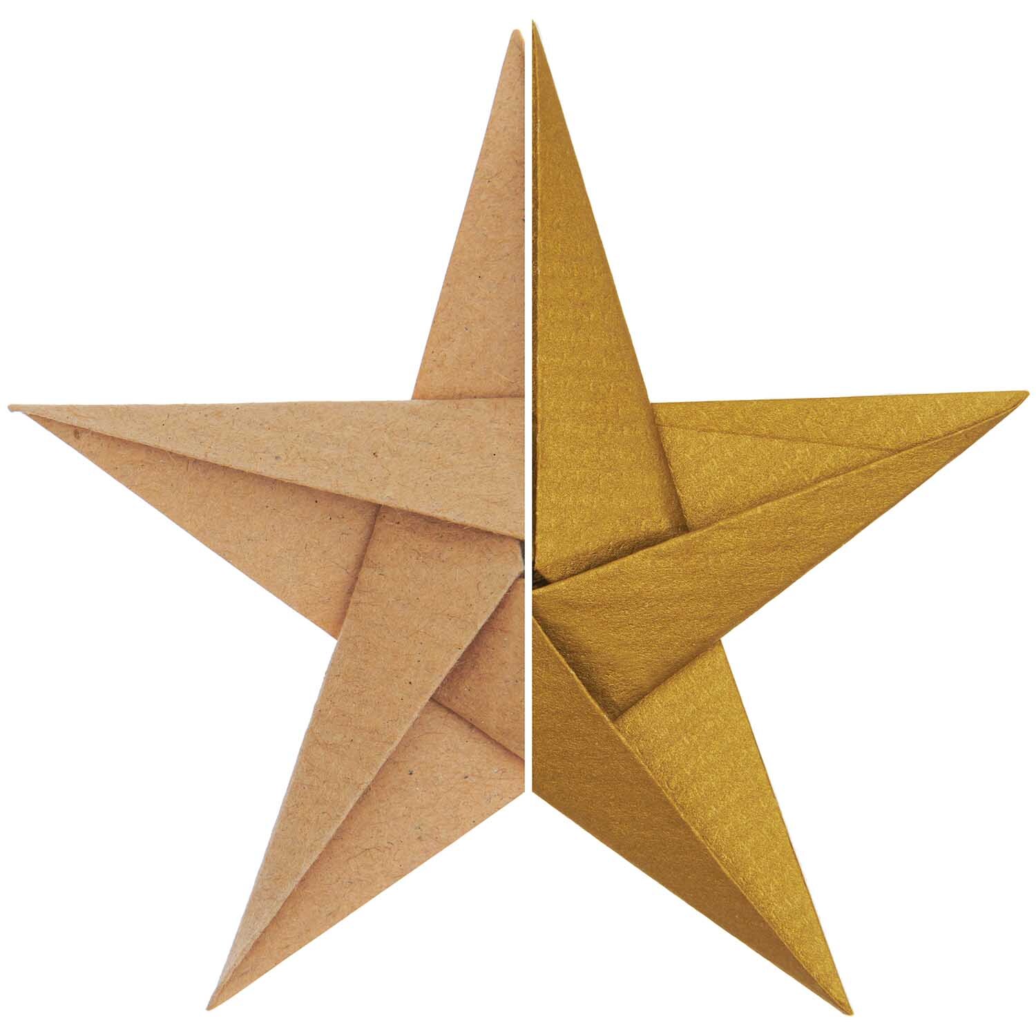 Paper Poetry Bascetta Origamipapier zeigt einen kunstvoll gefalteten Stern in Gold von Rico Design.