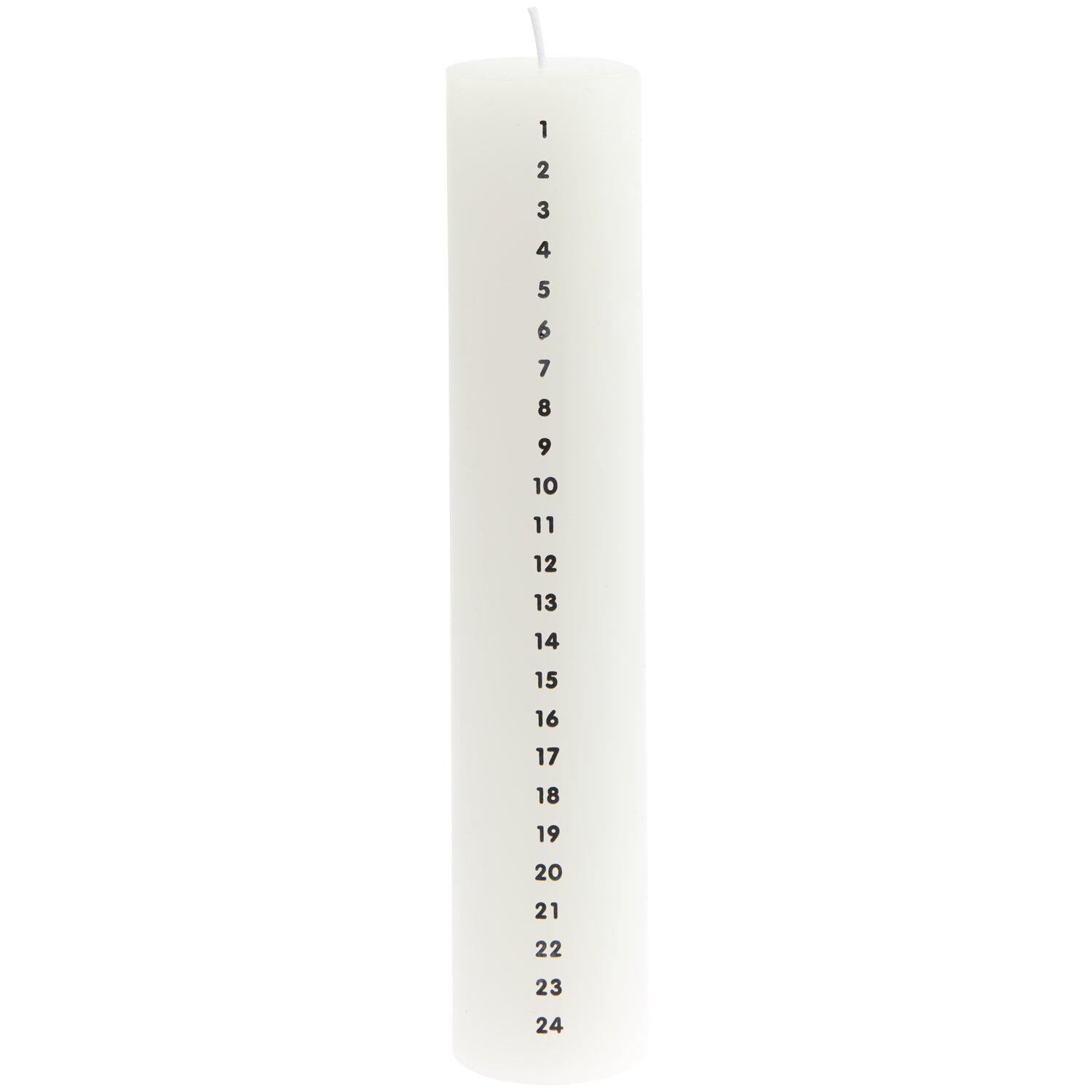 Adventskalender Kerze, weiß, von Rico Design, mit Zahlen von 1 bis 24, ideal für die Weihnachtszeit.