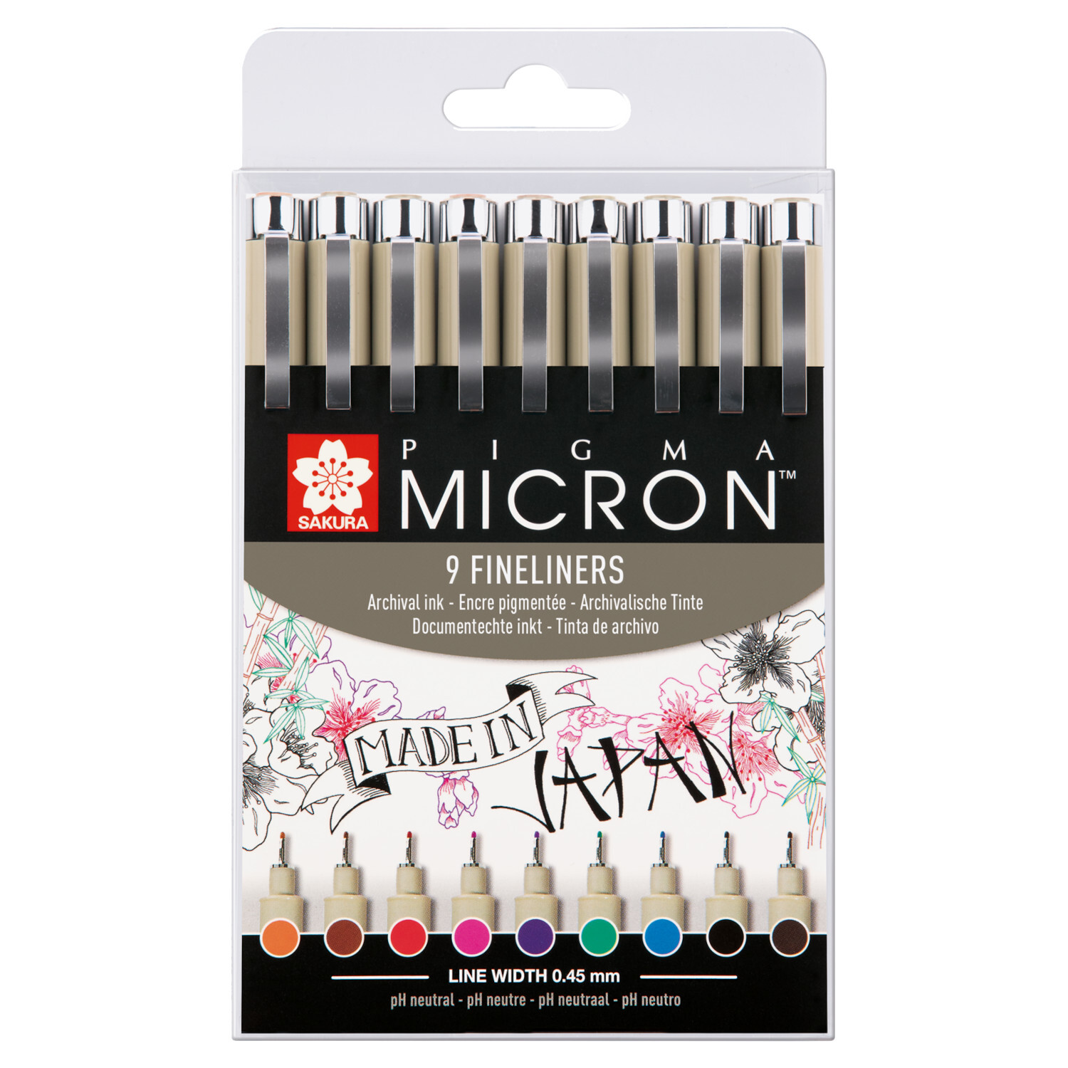 Pigment Liner Sakura Pigma Micron Set 9 Stück