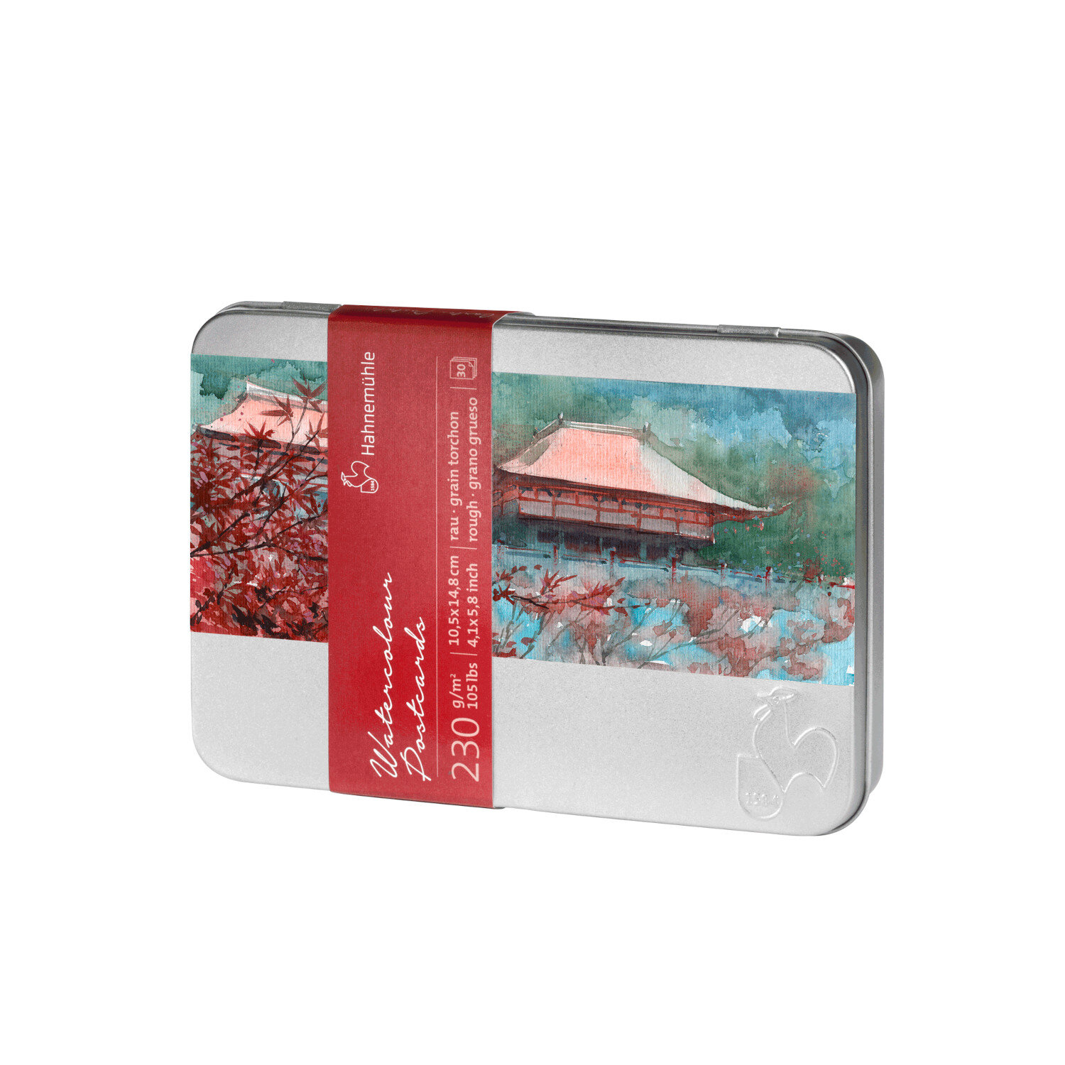 Aquarellpostkarten in Metallbox 10,5x14,68cm 30 Blatt von Hahnemühle FineArt 