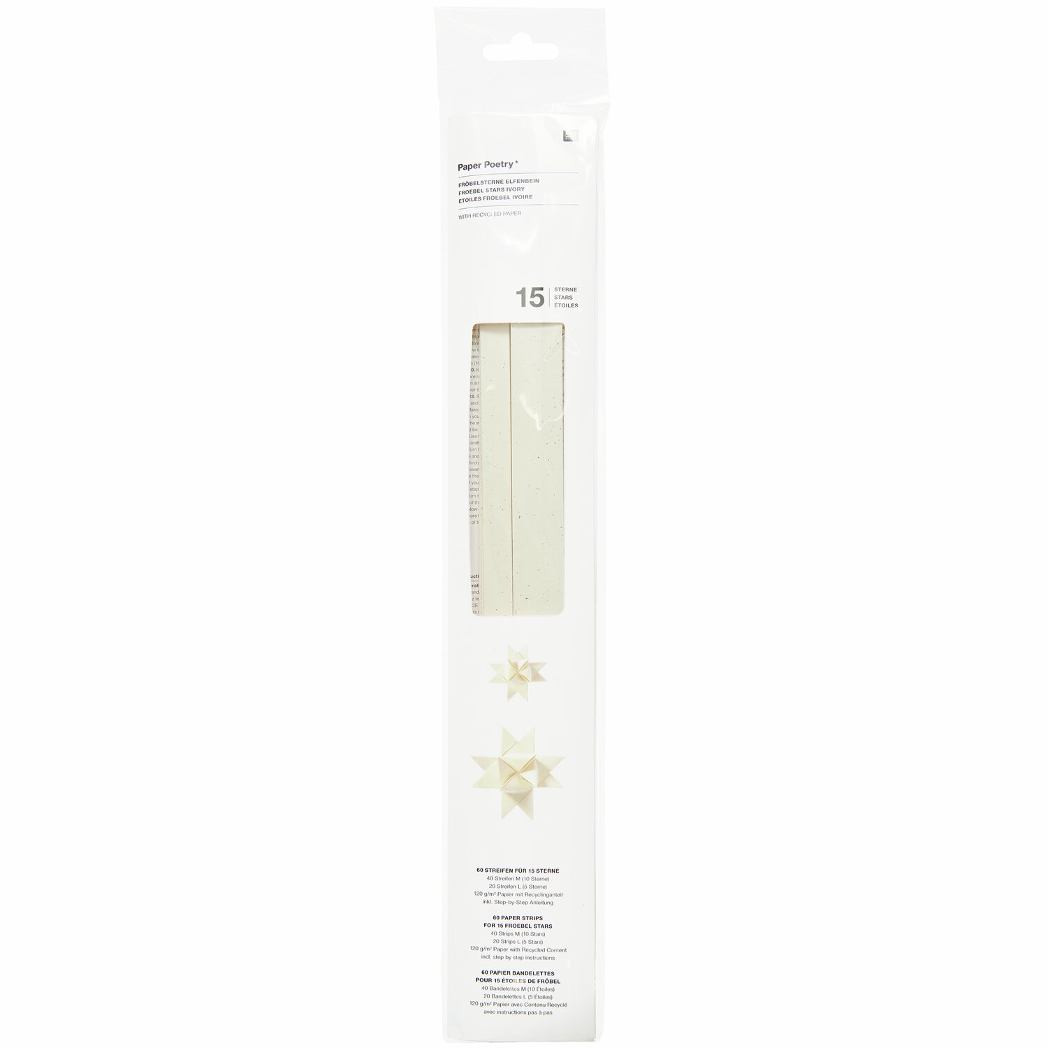 Paper Poetry Fröbelstreifen mit Recyclingpapier 60 Stück 120g/m² Farbe Elfenbein von Rico Design