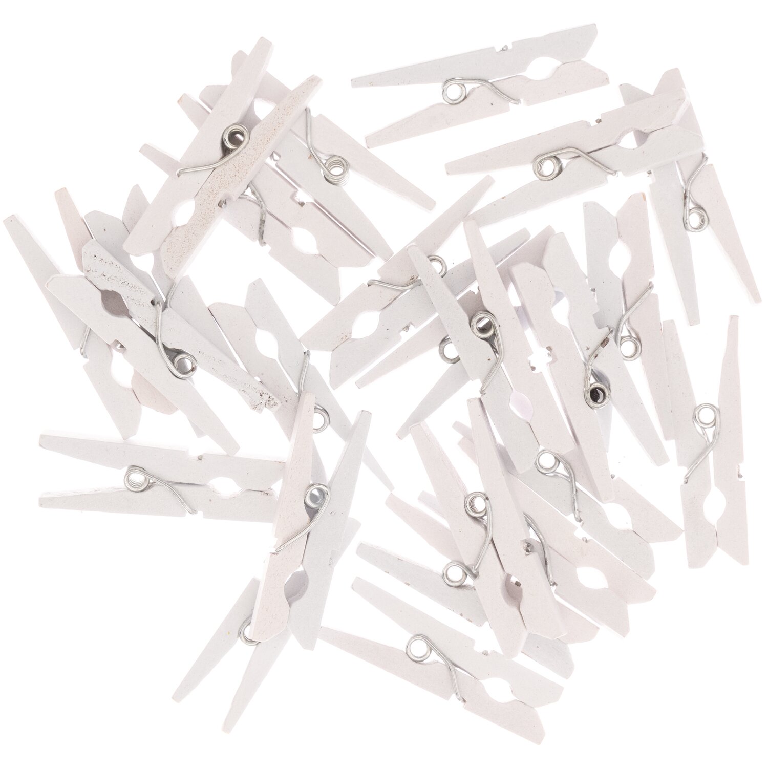 Holzklammern weiß 3cm 24 Stück: Weiße Klammern aus Holz, ideal zum Basteln oder Dekorieren.
