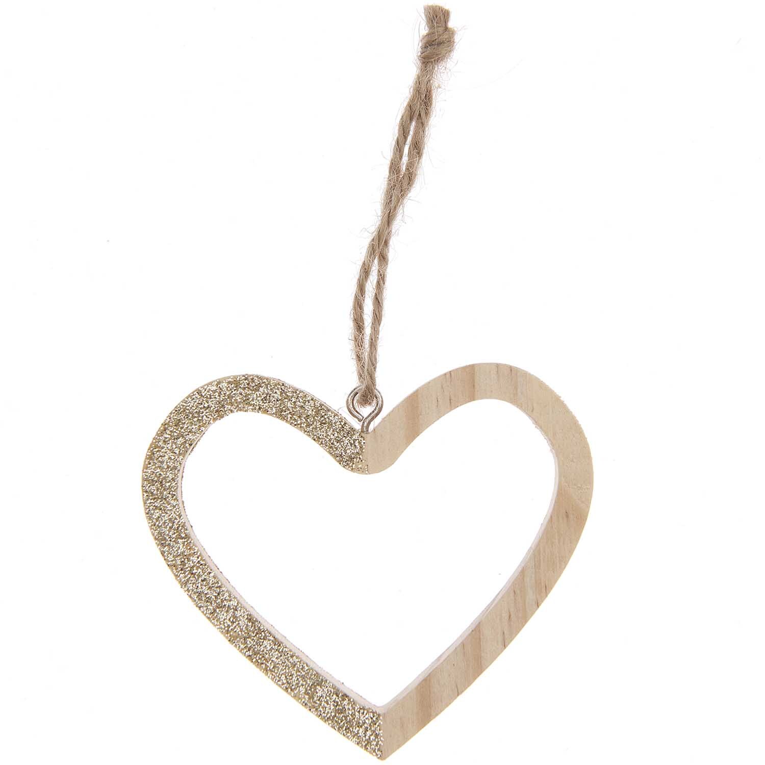 Holzhänger Herz 8x8x1cm Farbe Natur-Gold von Rico Design