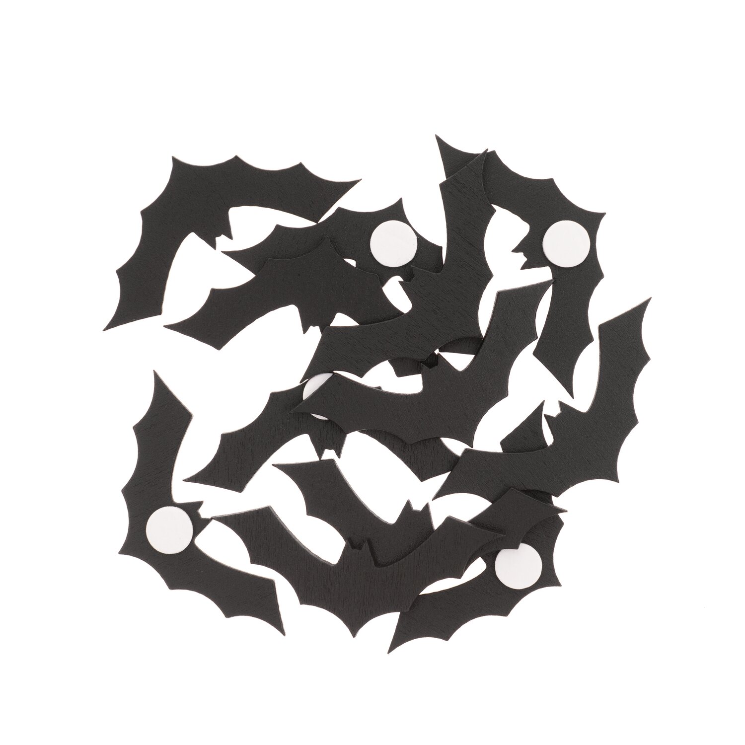 Holzsticker Feldermaus schwarz 12 Stück: Schwarze Fledermaus-Sticker von Rico Design, ideal für kreative Dekorationen.