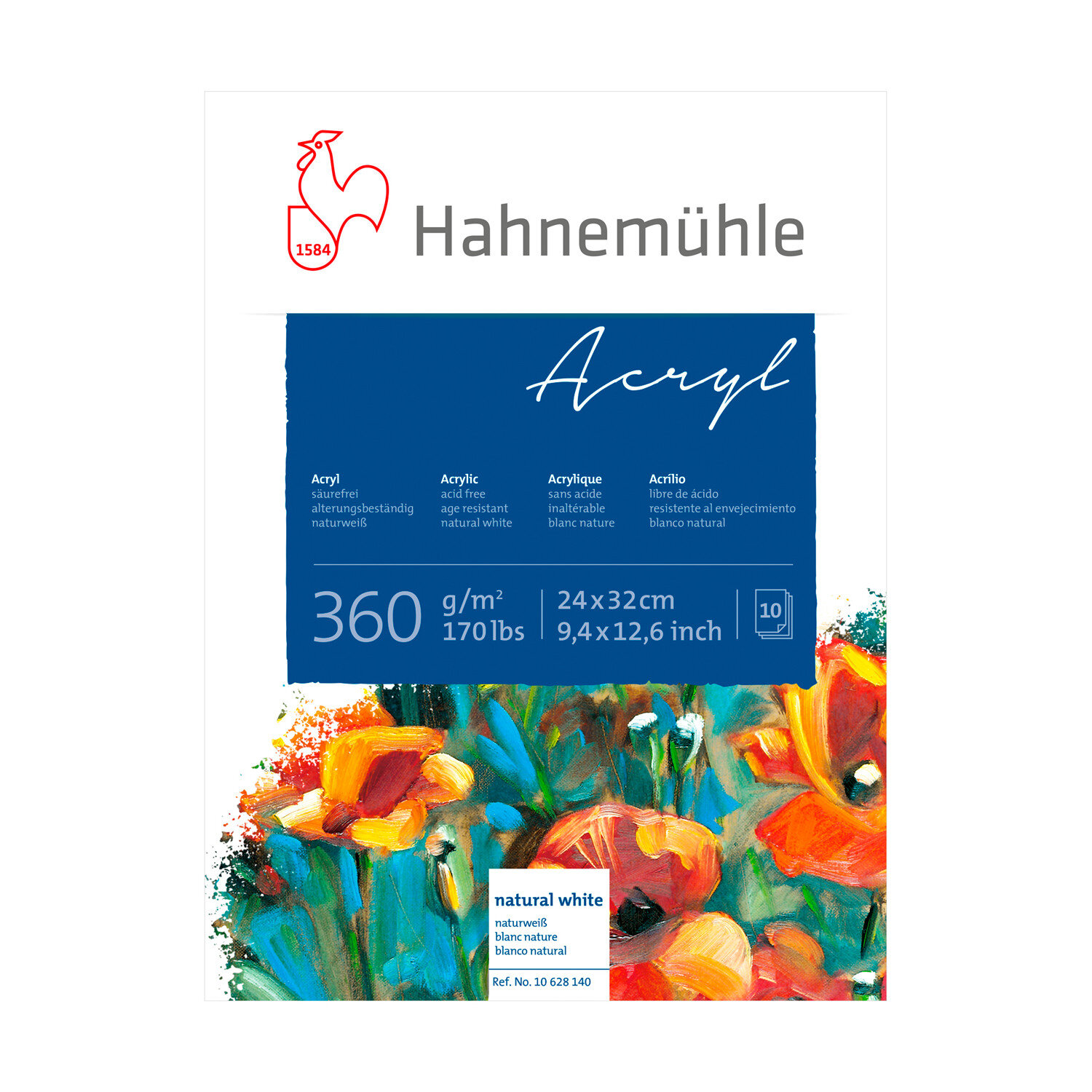 Acrylmalkarton 360g/m² 10 Blatt Größe 24x32cm von Hahnemühle FineArt 