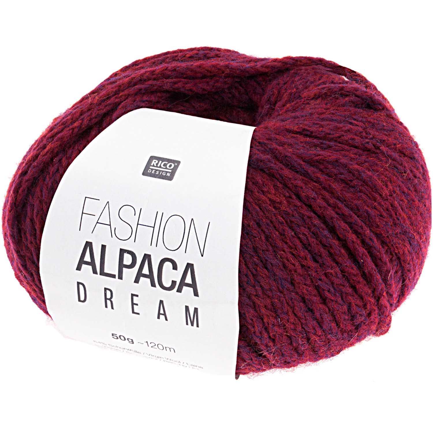 Fashion Alpaca Dream: Weiches Garn in Beerenton von Rico Design, ideal für Strickprojekte, 50g 115m.
