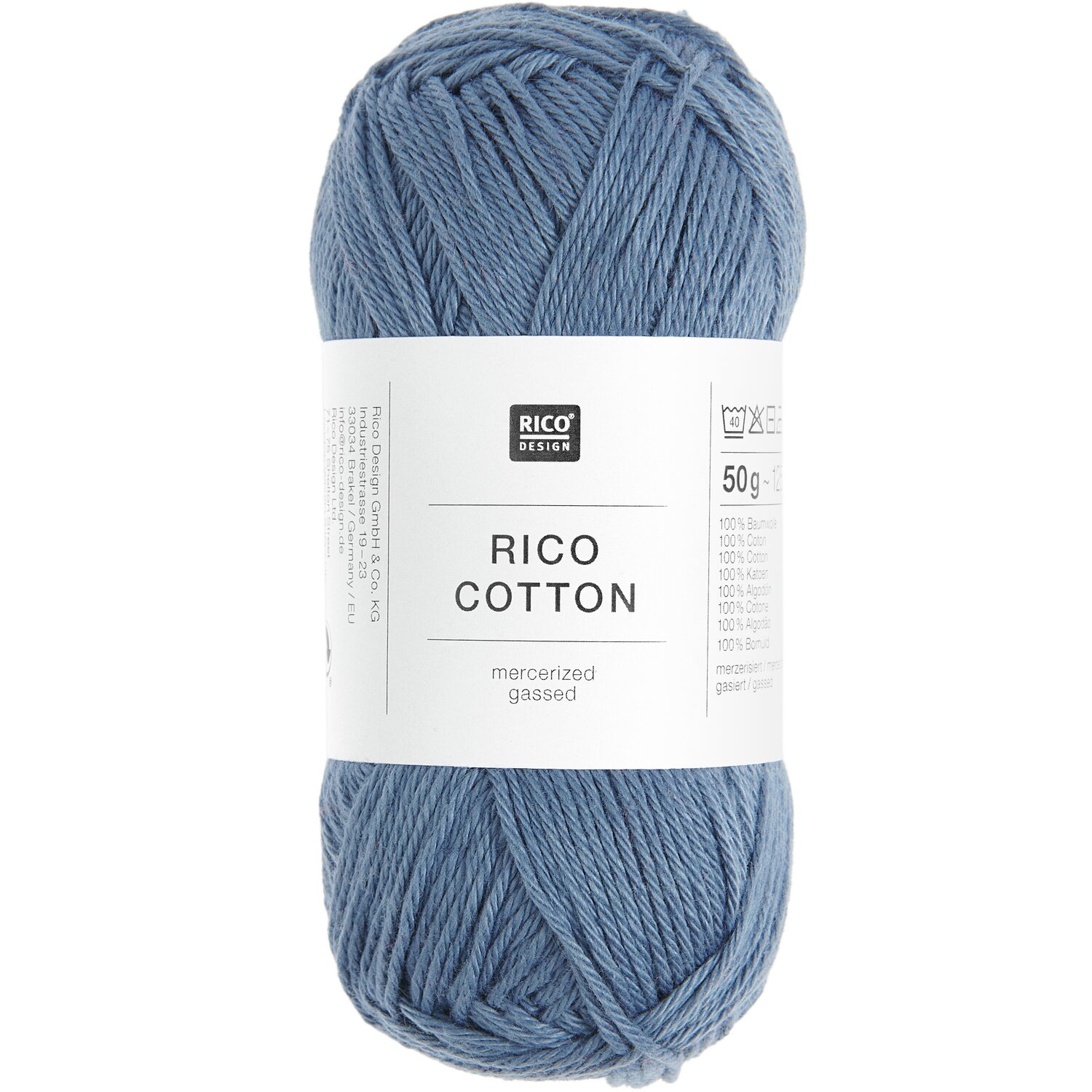Rico Cotton, Denim: Hochwertiges Baumwollgarn von Rico Design, 50g, 125m, ideal zum Stricken.